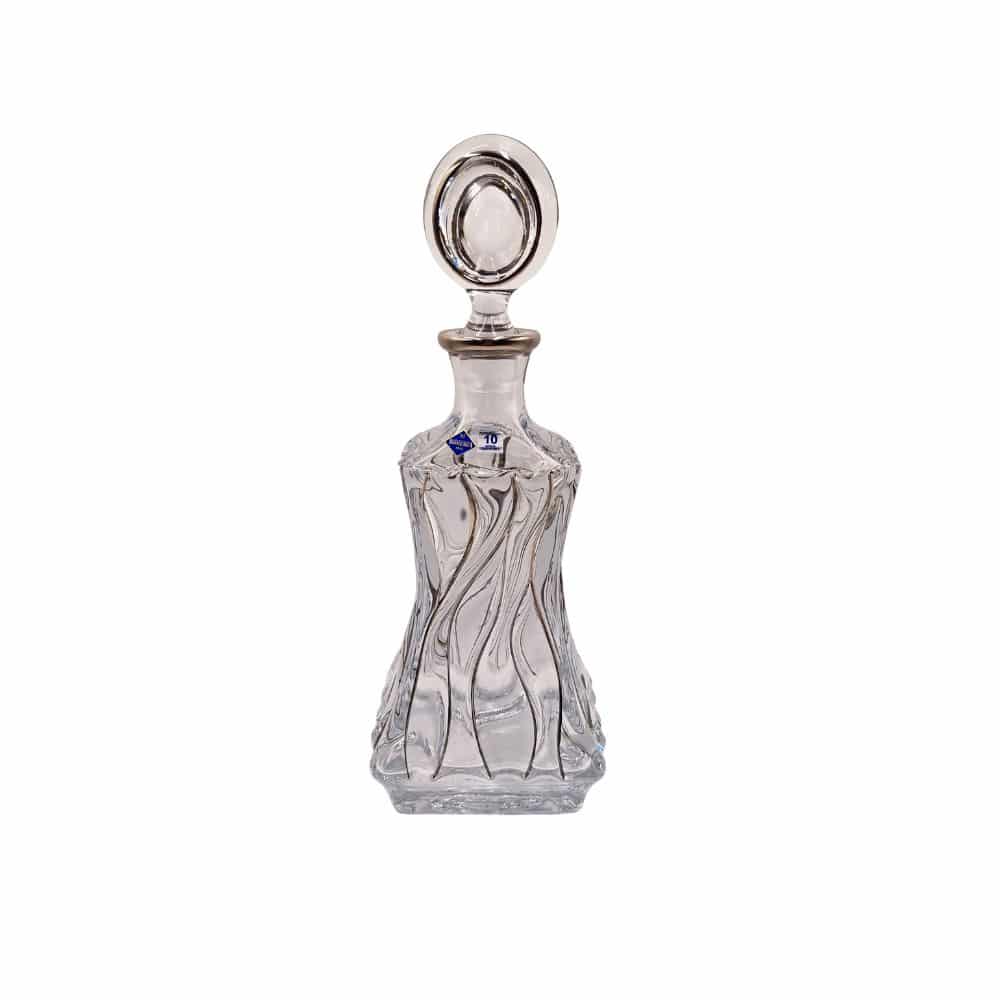 Bohemia Crystal Decanter Bamboo With Platinum Non Lead -Bohemia Crystal