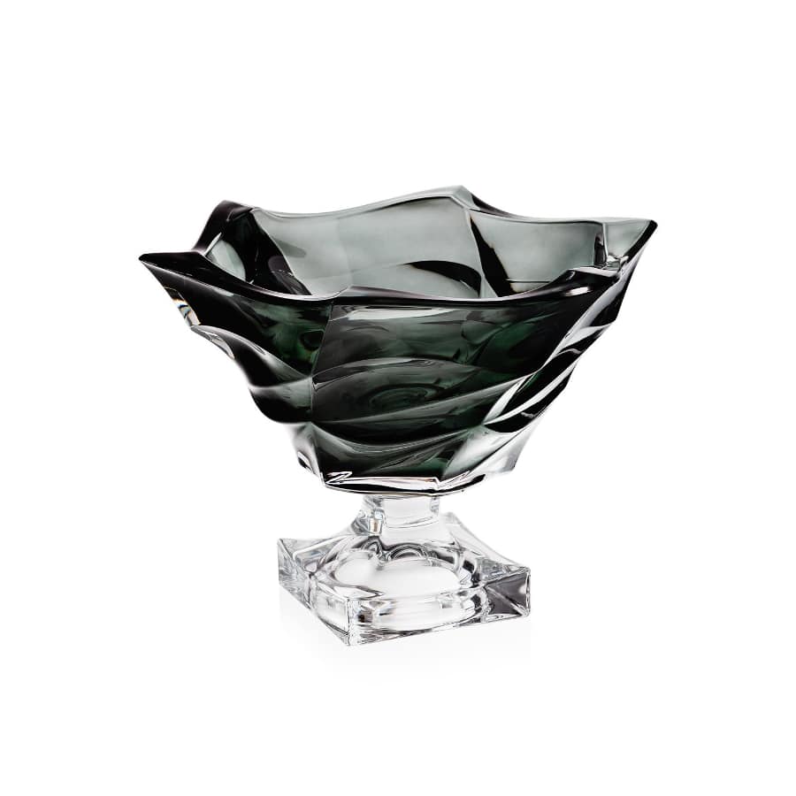 Bohemia Crystal Flamenco Footed Large Bowl 295mm Grey Smoke -Bohemia Crystal
