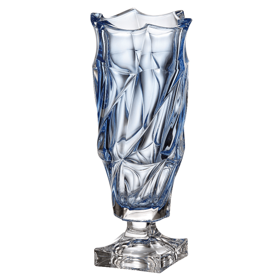 Bohemia Crystal Flamenco Footed Vase 380mm Blue -Bohemia Crystal