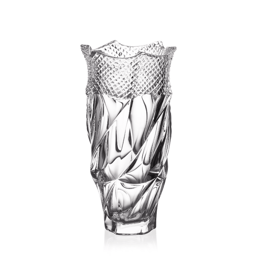 Bohemia Crystal Flamenco Vase 300mm Pyramid -Bohemia Crystal