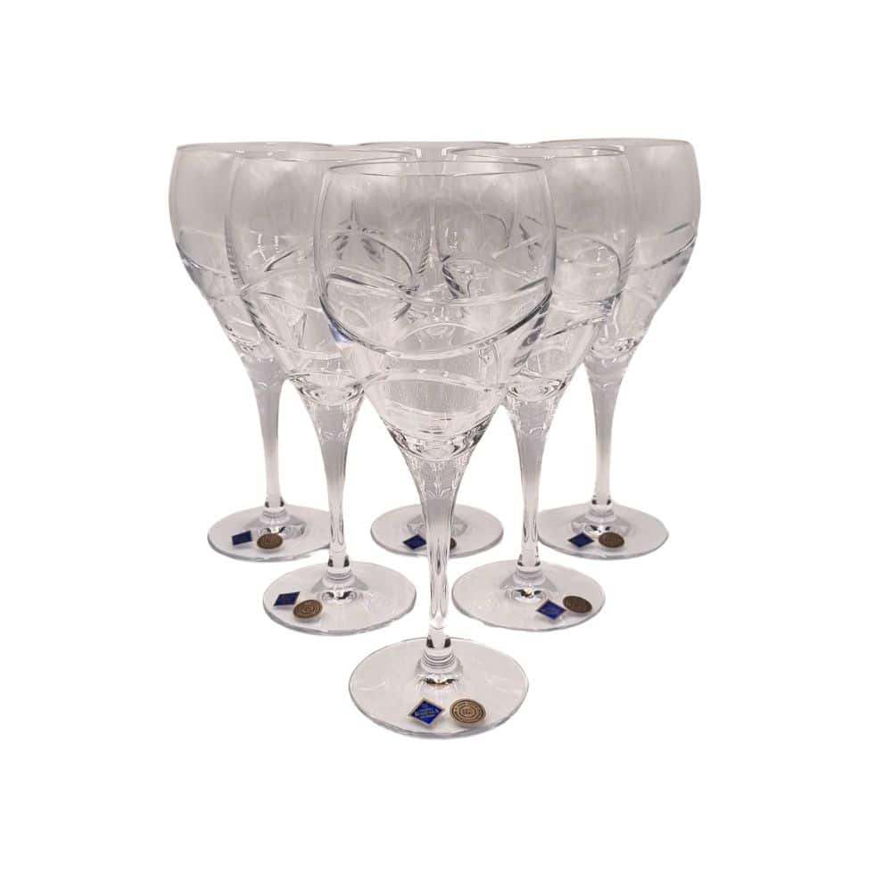 Bohemia Crystal Goblet Fiona Ribbon 420ml Set Of 6 -Bohemia Crystal