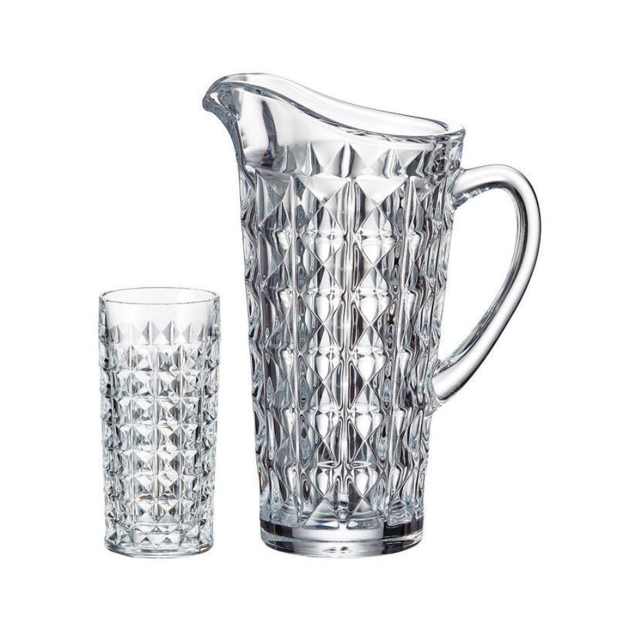 Bohemia Crystal Jug Set Diamond 7Pc -Bohemia Crystal