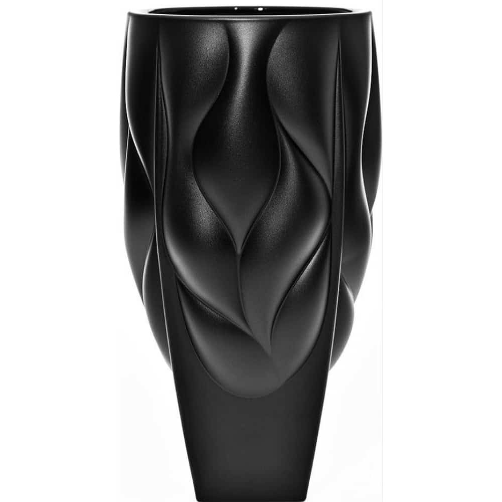 Bohemia Crystal Vase Bamboo Type 2 Non Lead With Black Satin -Bohemia Crystal