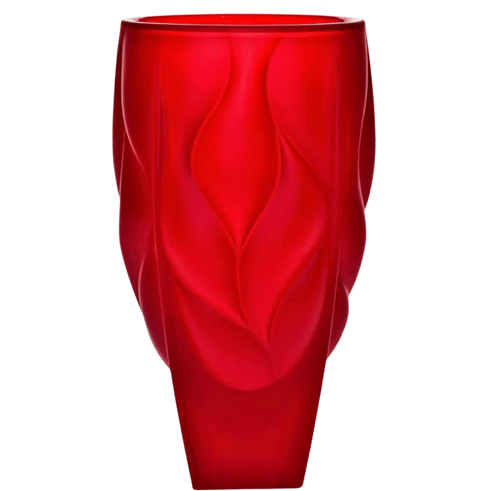 Bohemia Crystal Vase Bamboo Type 2 Non Lead With Red Satin -Bohemia Crystal