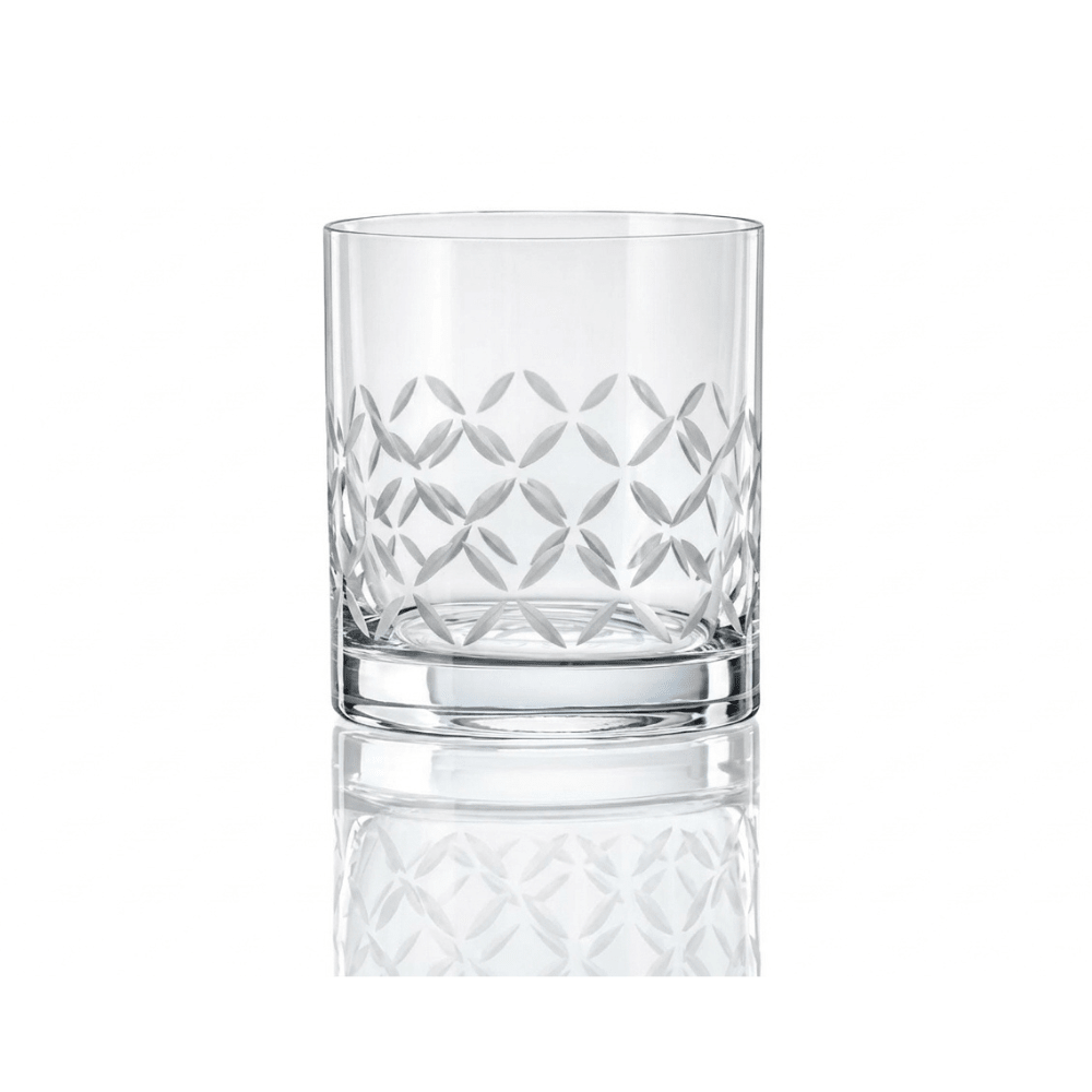 Bohemia Crystal Whisky OF Tumbler Matte Pattern Square 280ml Set Of 4 -Bohemia Crystal