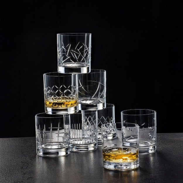 Bohemia Crystal Whisky Tumbler Matte Drop 280 ml Set Of 4 -Bohemia Crystal
