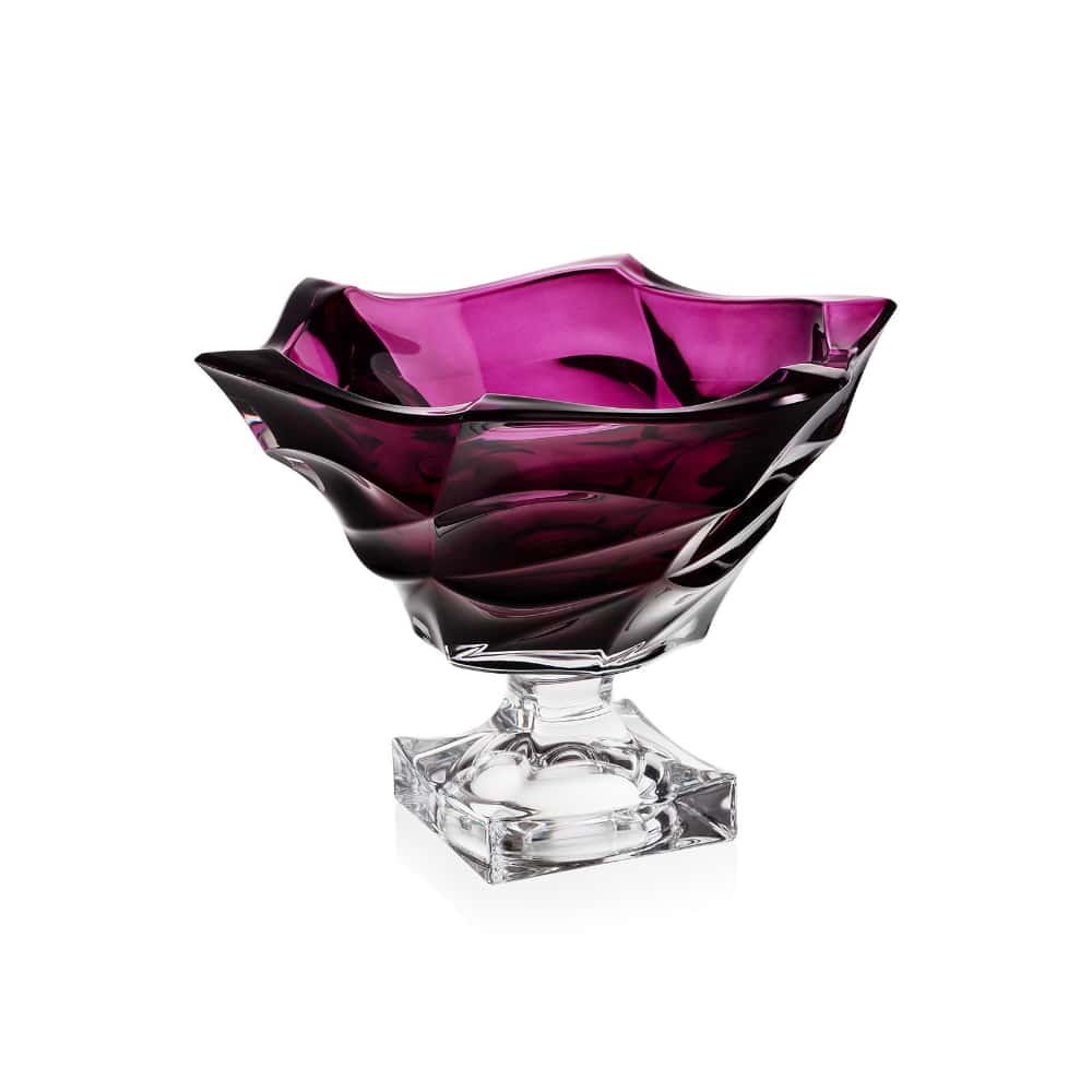 Bohemia Flamenco Footed Large Bowl Purple 295mm -Bohemia Crystal