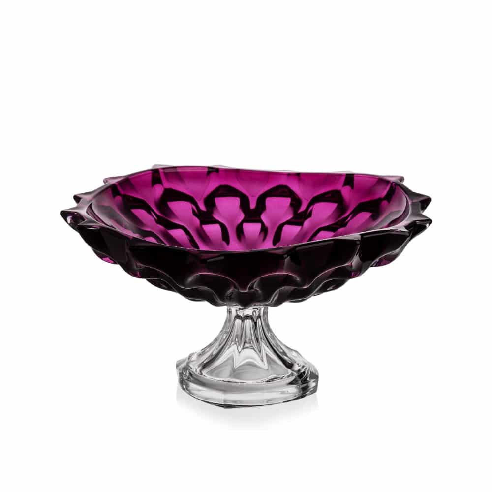 Bohemia Footed Shallow Bowl Samba Purple 350mm -Bohemia Crystal