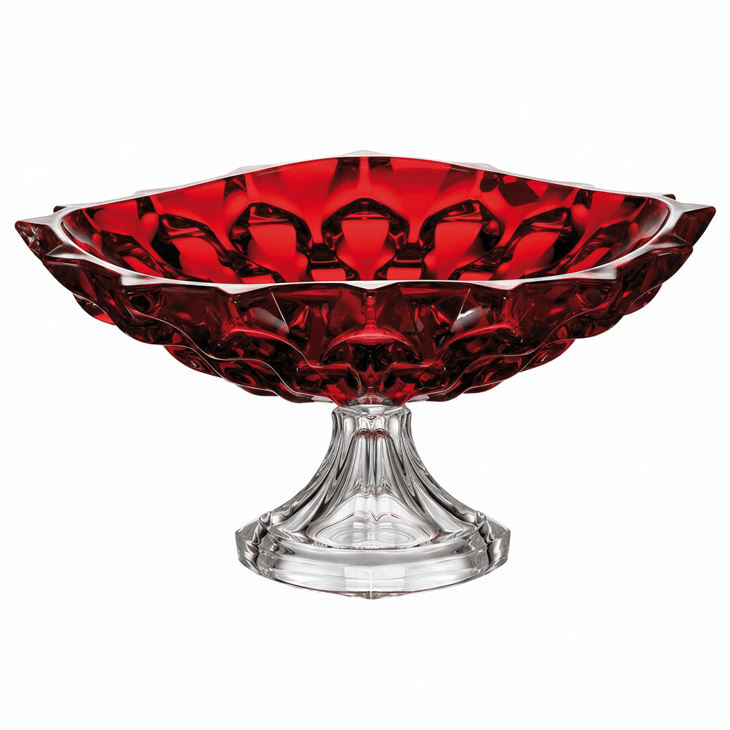 Bohemia Footed Shallow Bowl Samba Red 350mm -Bohemia Crystal