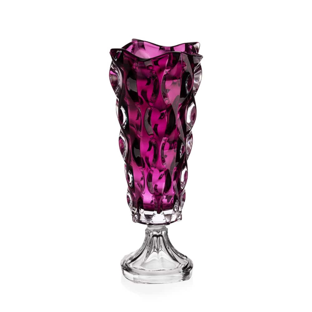 Bohemia Footed Vase Samba Purple 405mm -Bohemia Crystal