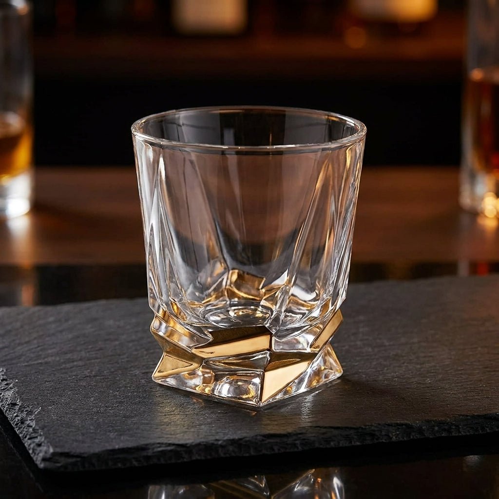 Bohemia Porto Step Gold Décor Tumbler 320ml Set of 6 -Bohemia Crystal