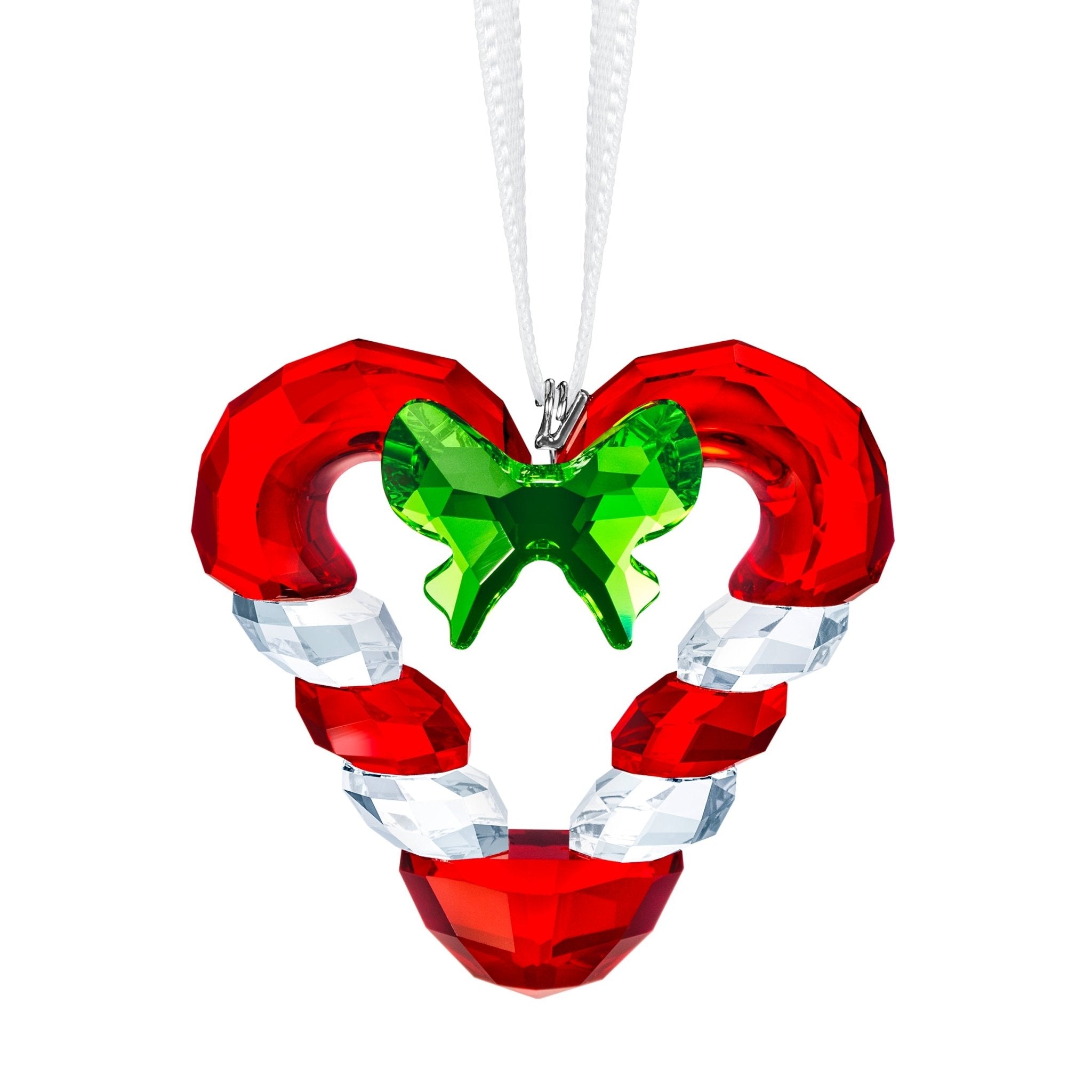 Candy Cane Heart Ornament -Swarovski