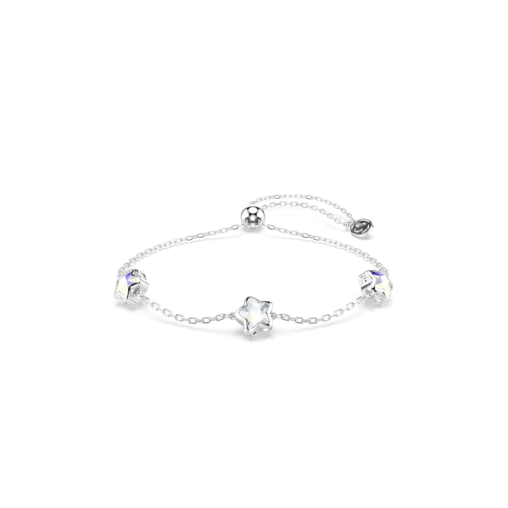 Chroma bracelet, Star, White, Rhodium plated -Swarovski