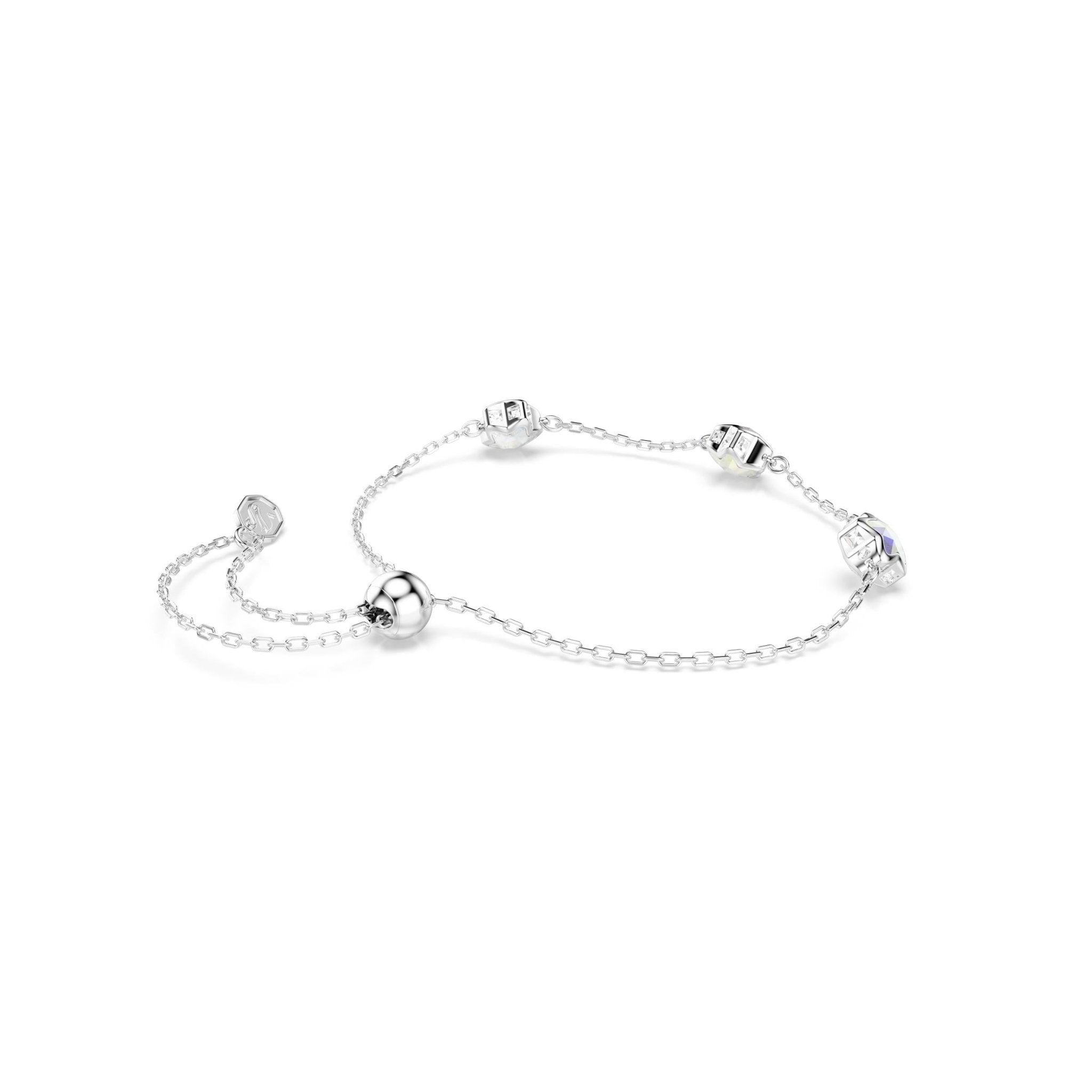 Chroma bracelet, Star, White, Rhodium plated -Swarovski