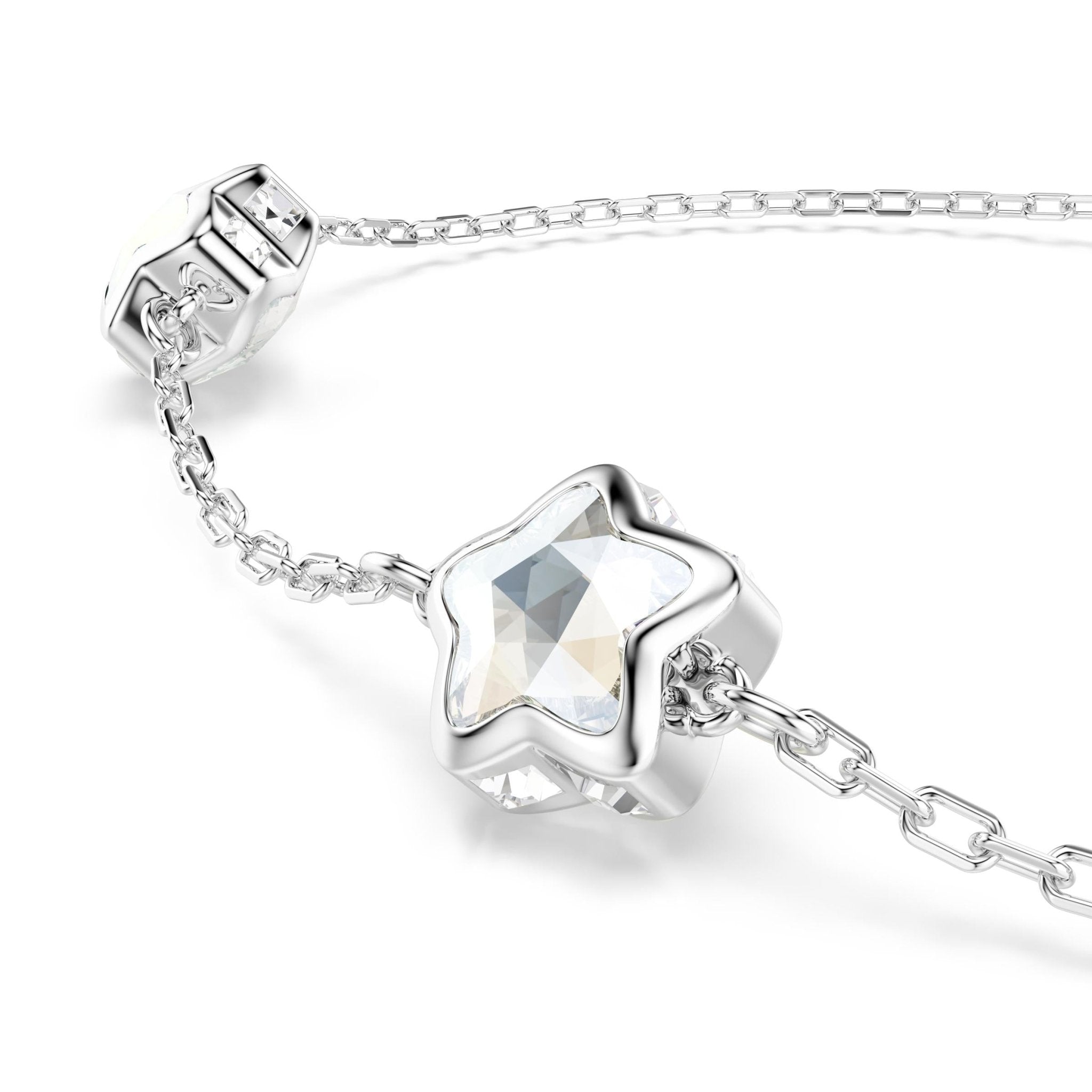 Chroma bracelet, Star, White, Rhodium plated -Swarovski