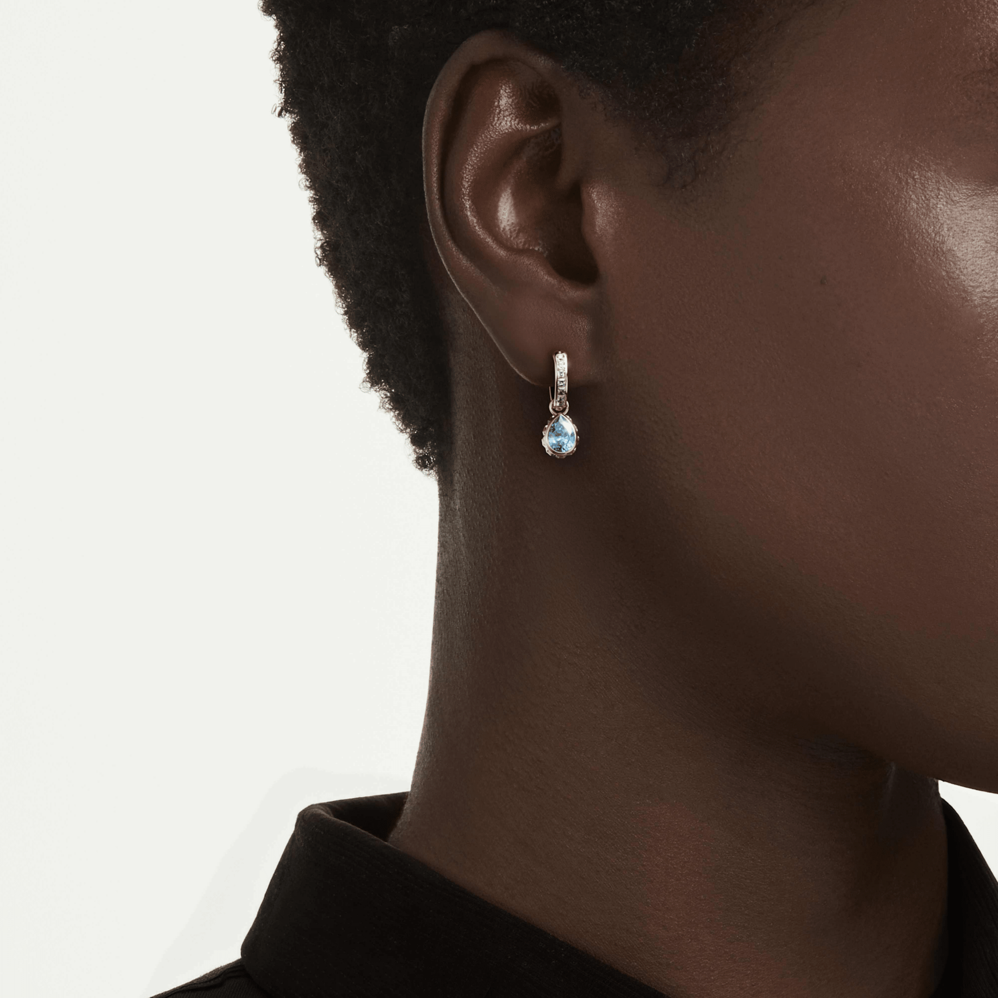 Chroma drop earrings, Pear cut, Blue, 18K gold finish -Swarovski