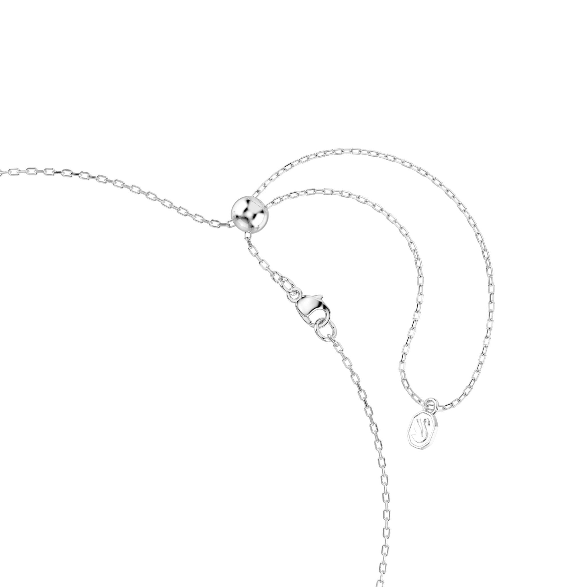 Chroma necklace, Mixed cuts, Star, White, Rhodium plated -Swarovski
