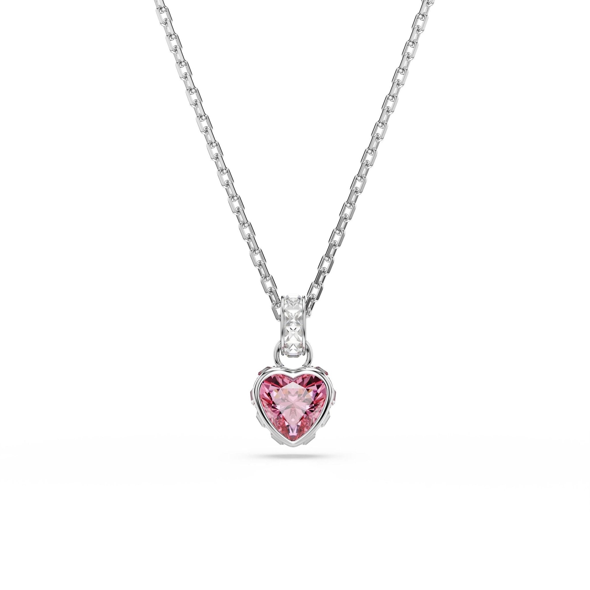 Chroma pendant, Mixed cuts, Pink, Rhodium plated -Swarovski