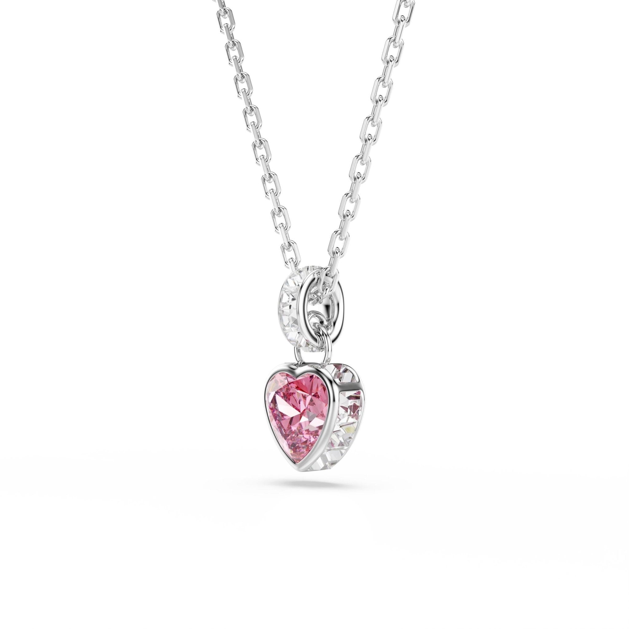 Chroma pendant, Mixed cuts, Pink, Rhodium plated -Swarovski