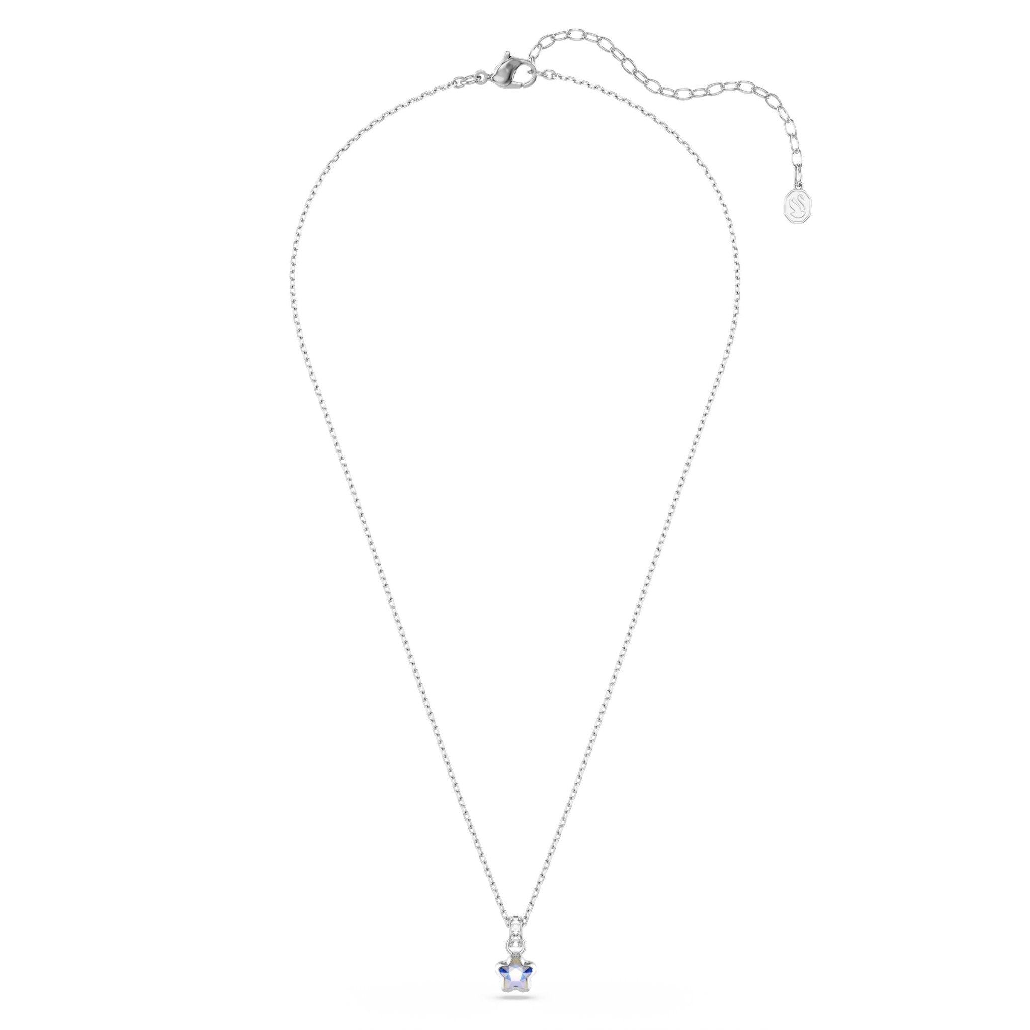 Chroma pendant, Mixed cuts, Star, White, Rhodium plated -Swarovski