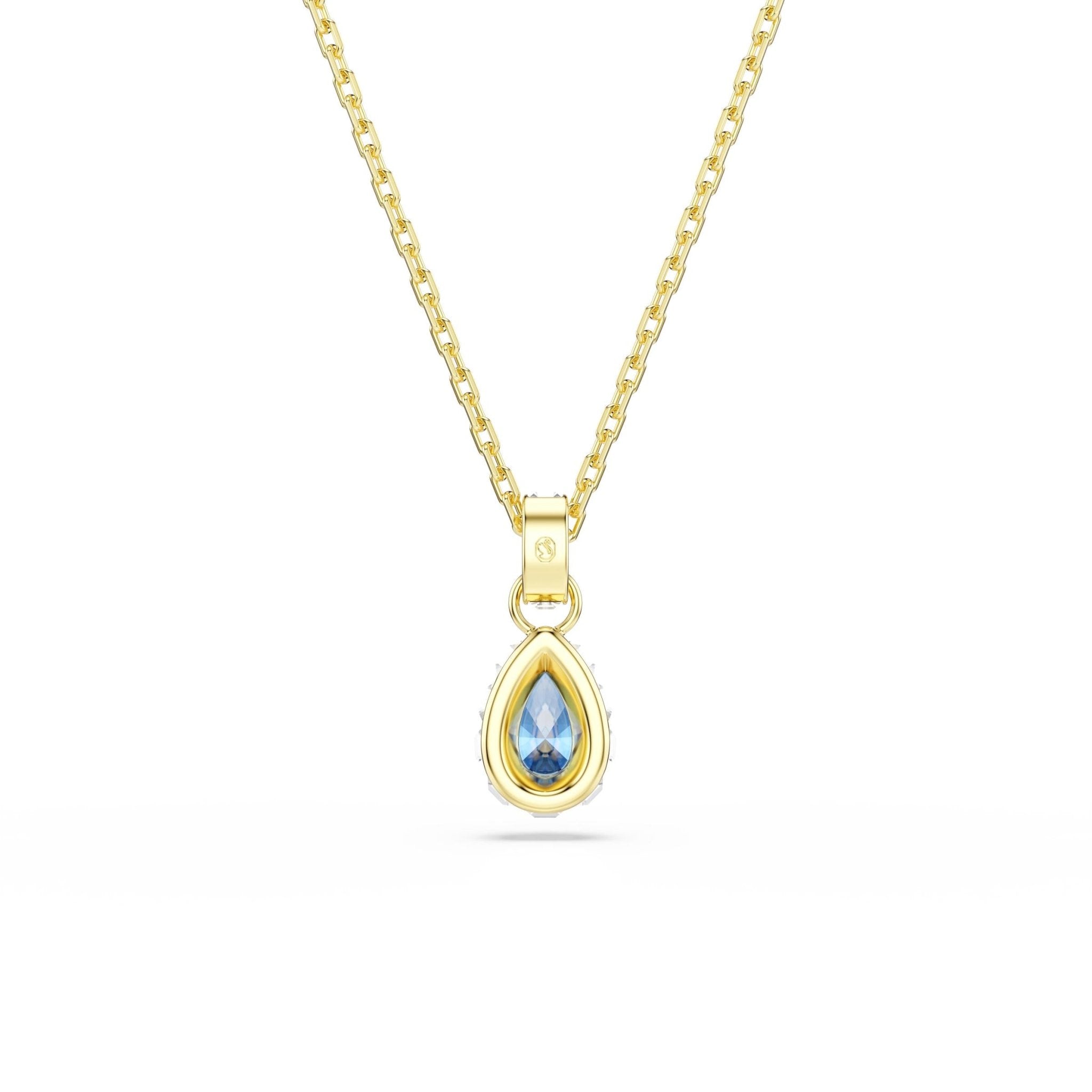 Chroma pendant, Pear cut, Blue, 18K gold finish -Swarovski