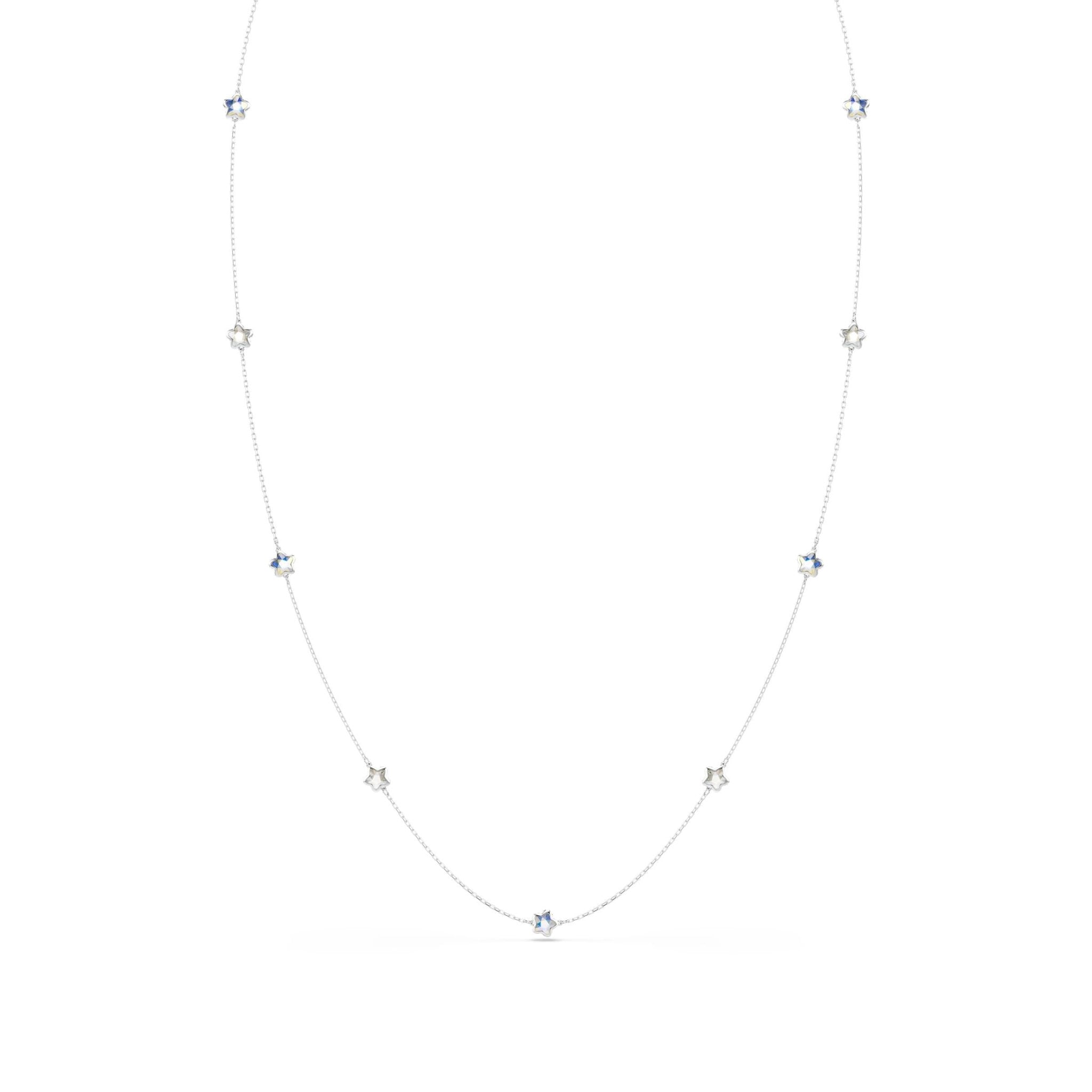 Chroma strandage, Star, White, Rhodium plated -Swarovski