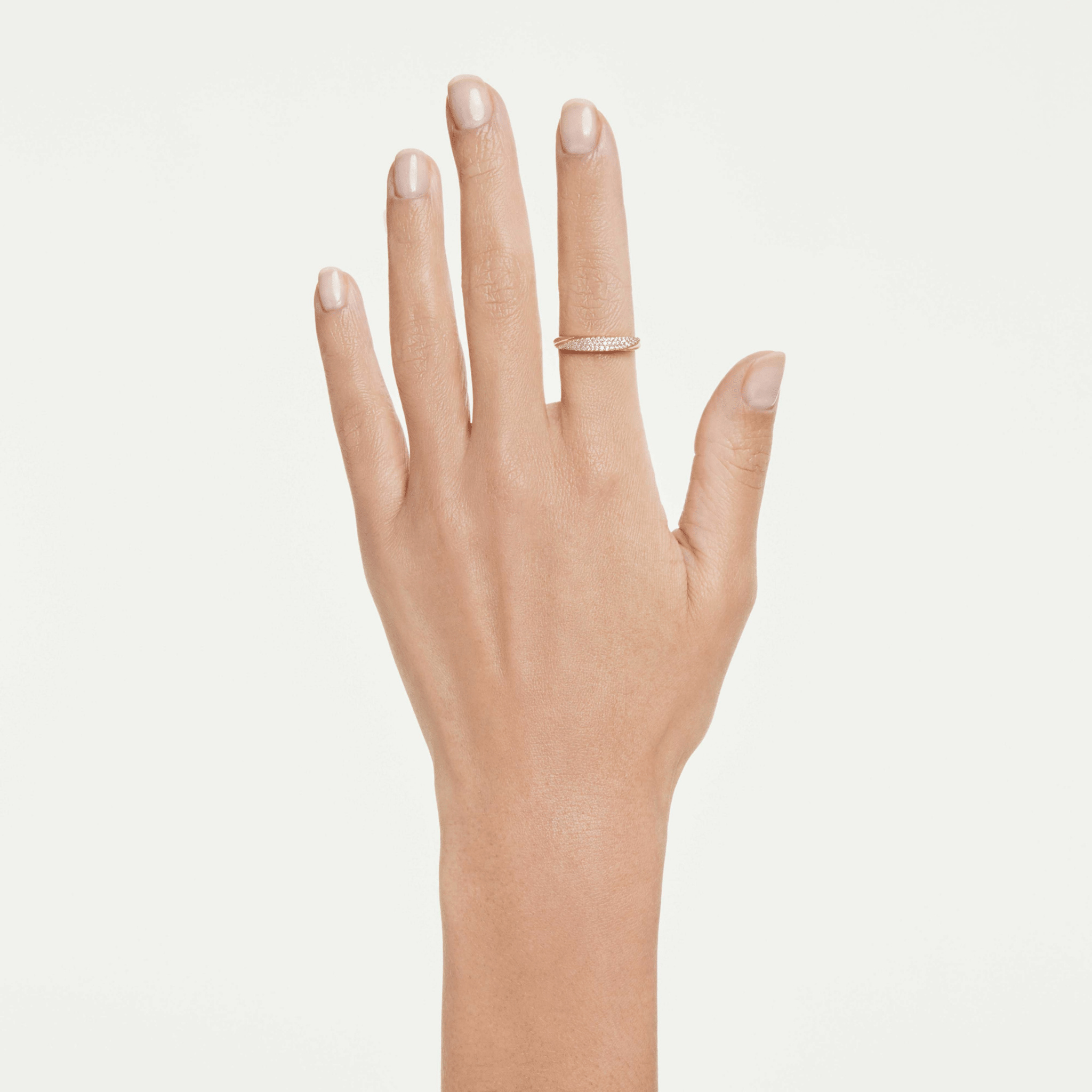 Classica band ring, Round cut, White, Sterling silver, 18K gold finish -Swarovski