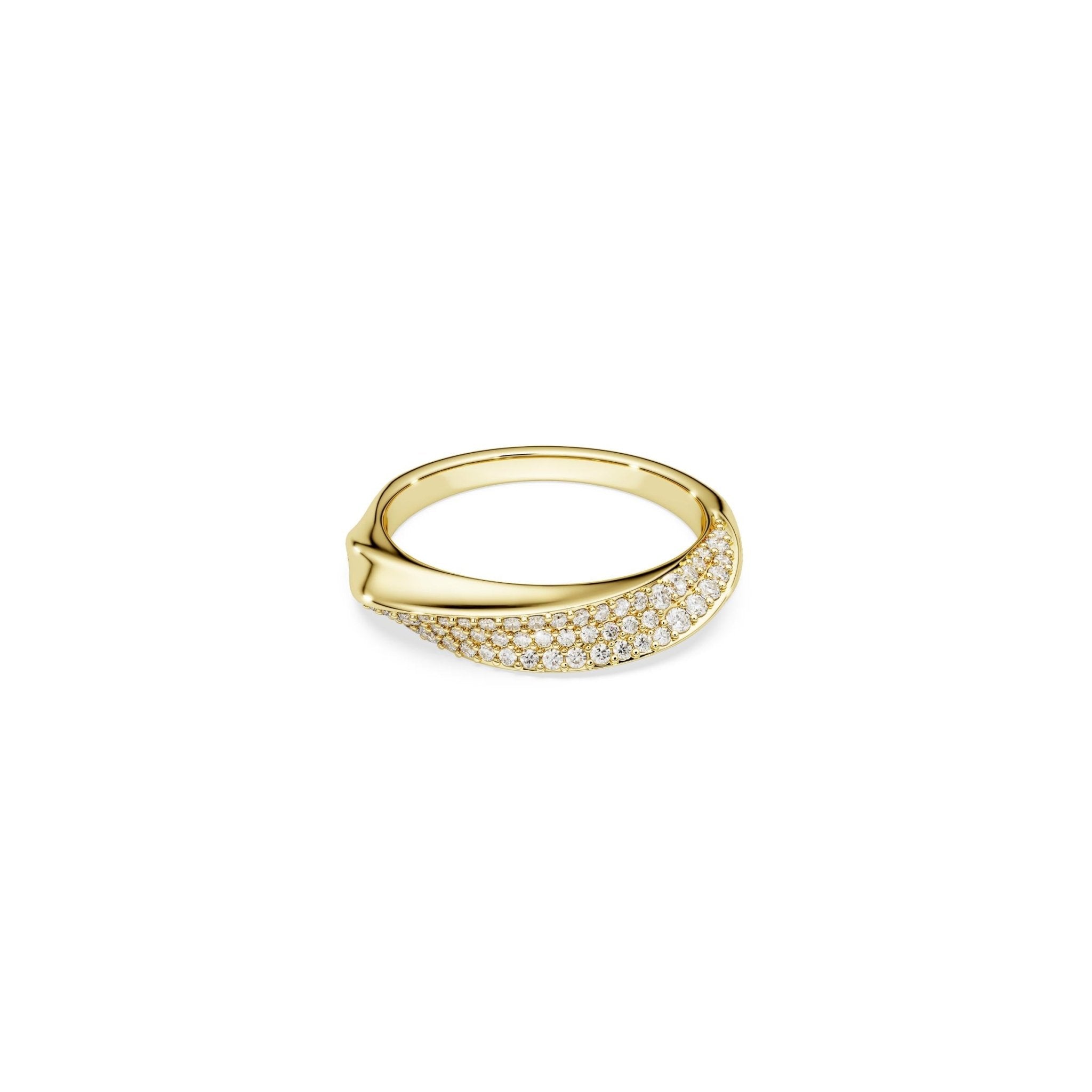 Classica band ring, Round cut, White, Sterling silver, 18K gold finish -Swarovski