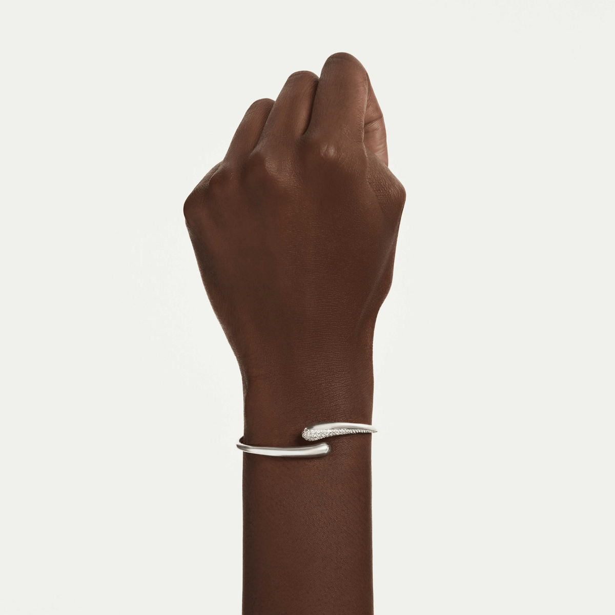 Classica bangle, Intertwining, Round cut, White, Sterling silver -Swarovski