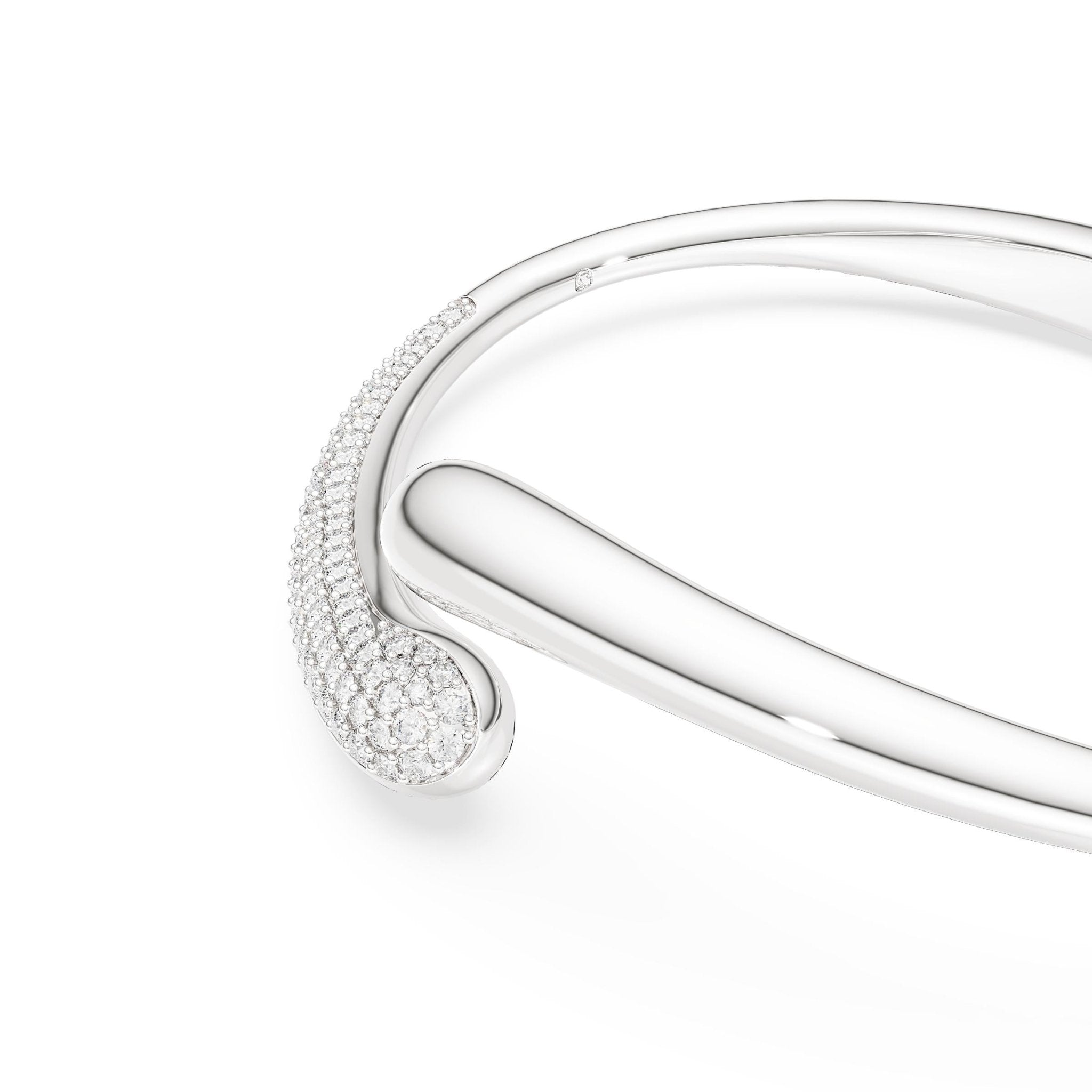 Classica bangle, Intertwining, Round cut, White, Sterling silver -Swarovski