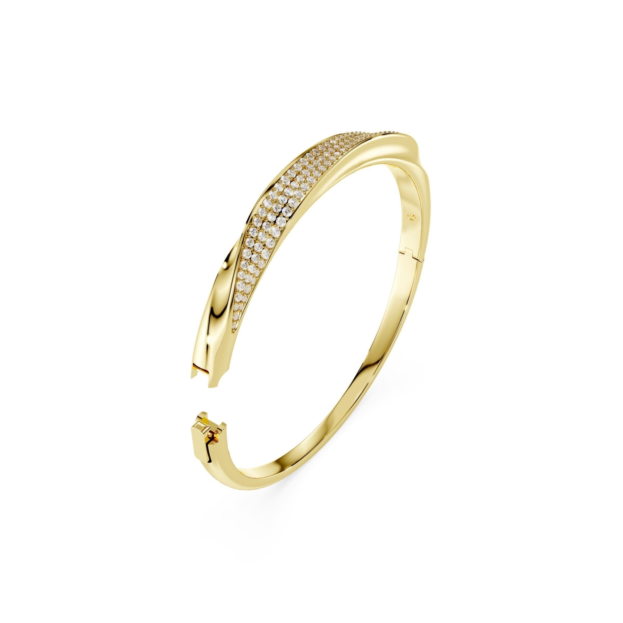 Classica bangle, Round cut, White, Sterling silver, 18K gold finish -Swarovski
