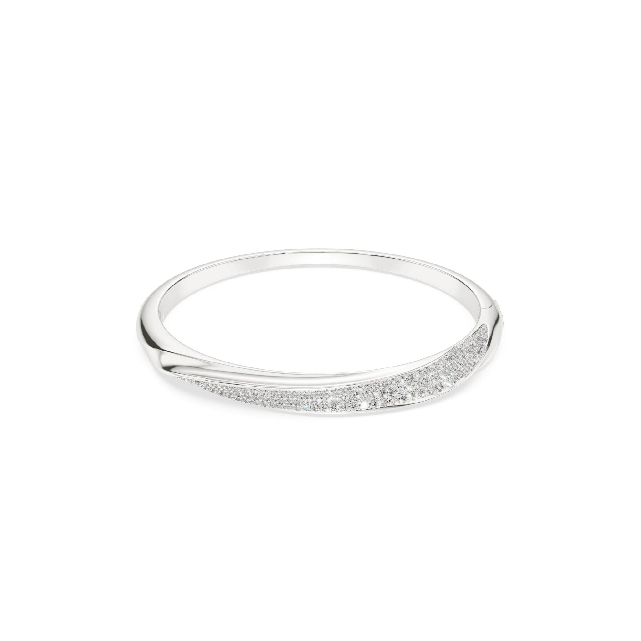 Classica bangle, Round cut, White, Sterling silver -Swarovski