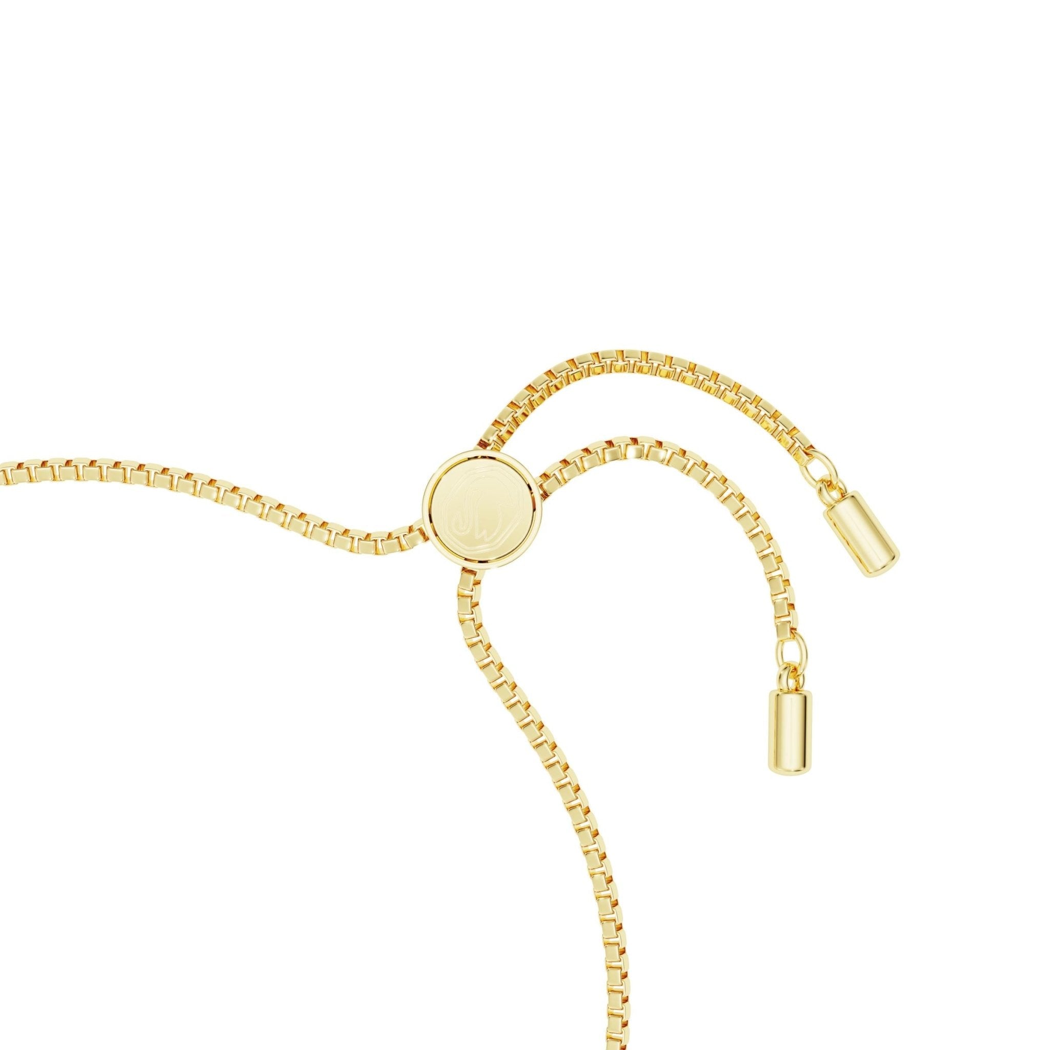Classica bracelet, Round cut, Interlocking, White, Sterling silver, 18K gold finish -Swarovski
