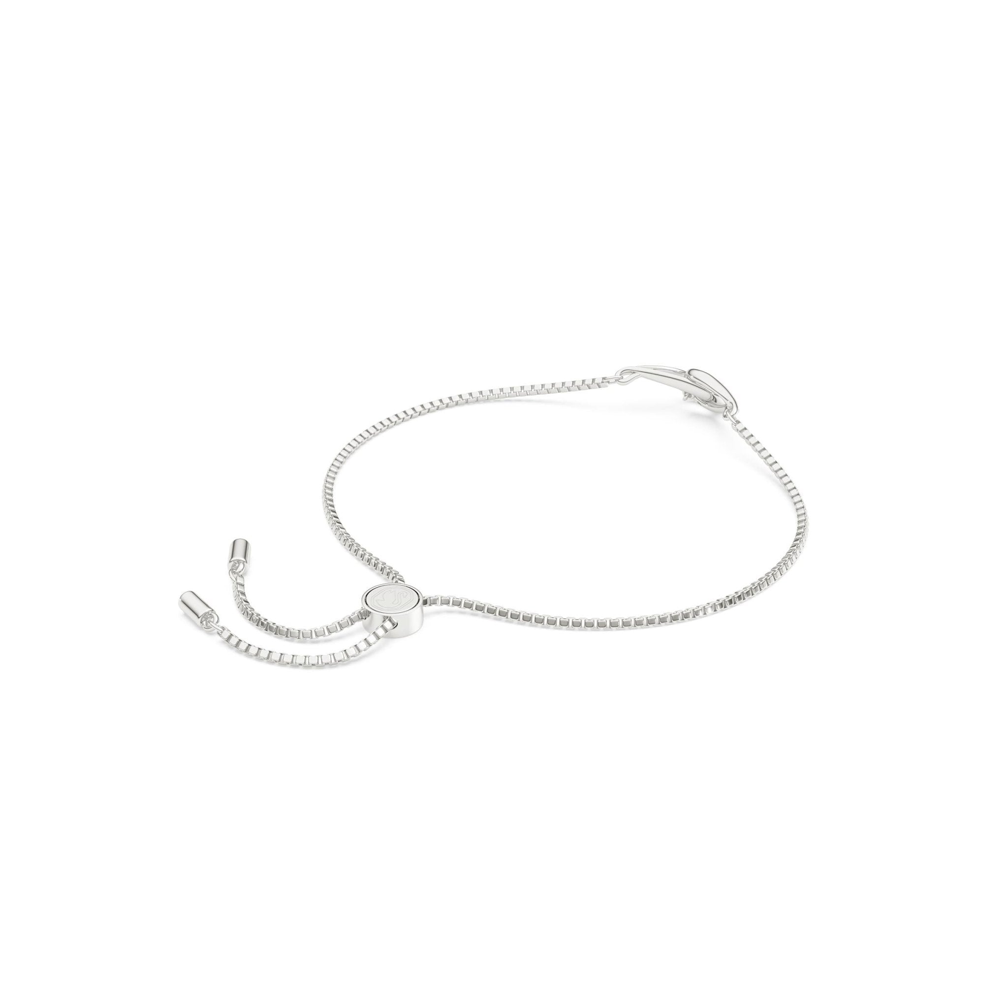 Classica bracelet, Round cut, Interlocking, White, Sterling silver -Swarovski