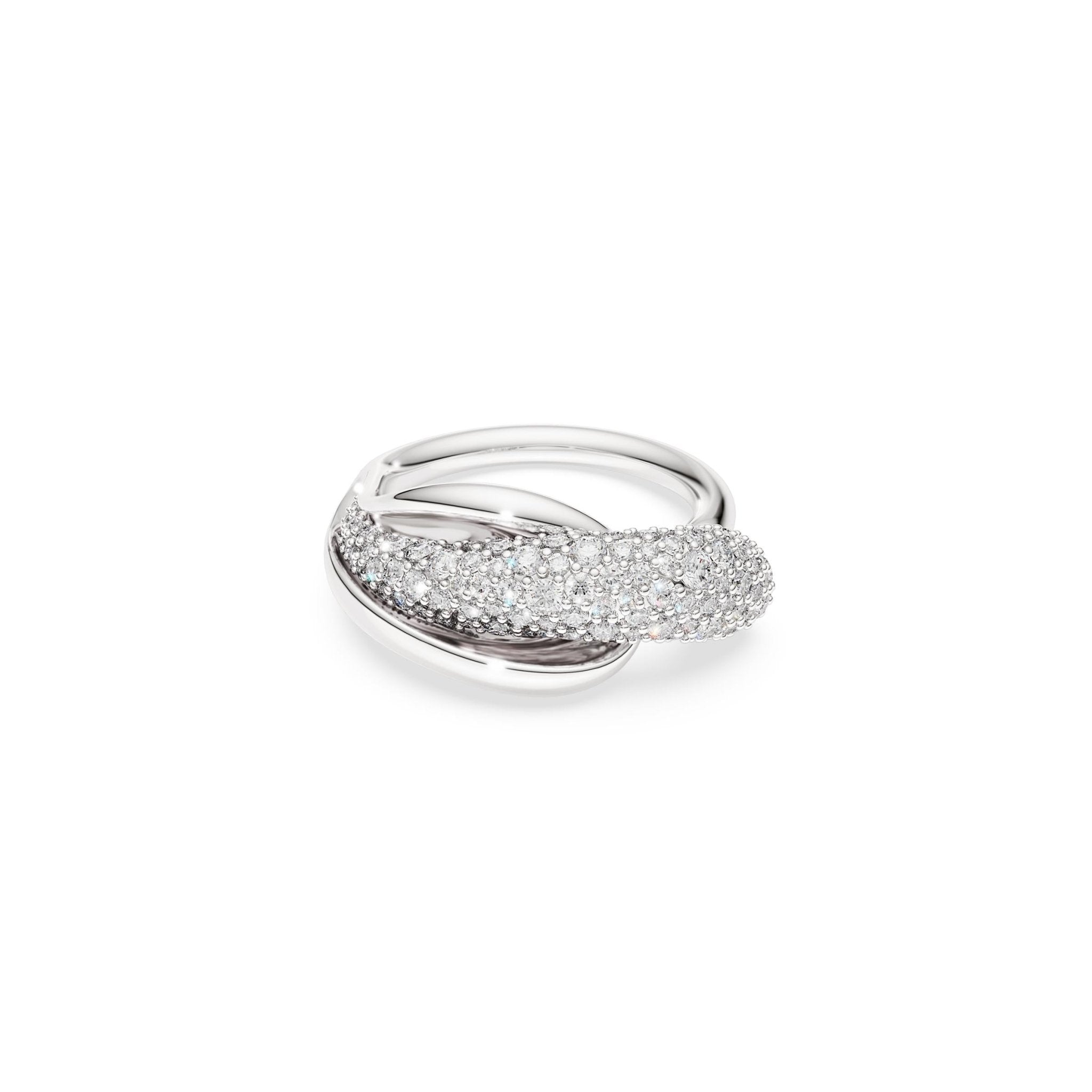 Classica cocktail ring, Round cut, White, Sterling silver -Swarovski