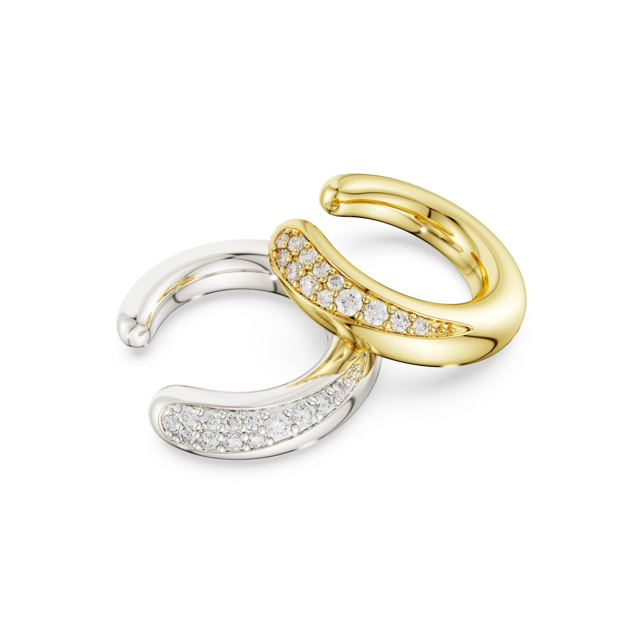 Classica ear cuffs, Round cut, White, Sterling silver, 18K gold finish -Swarovski