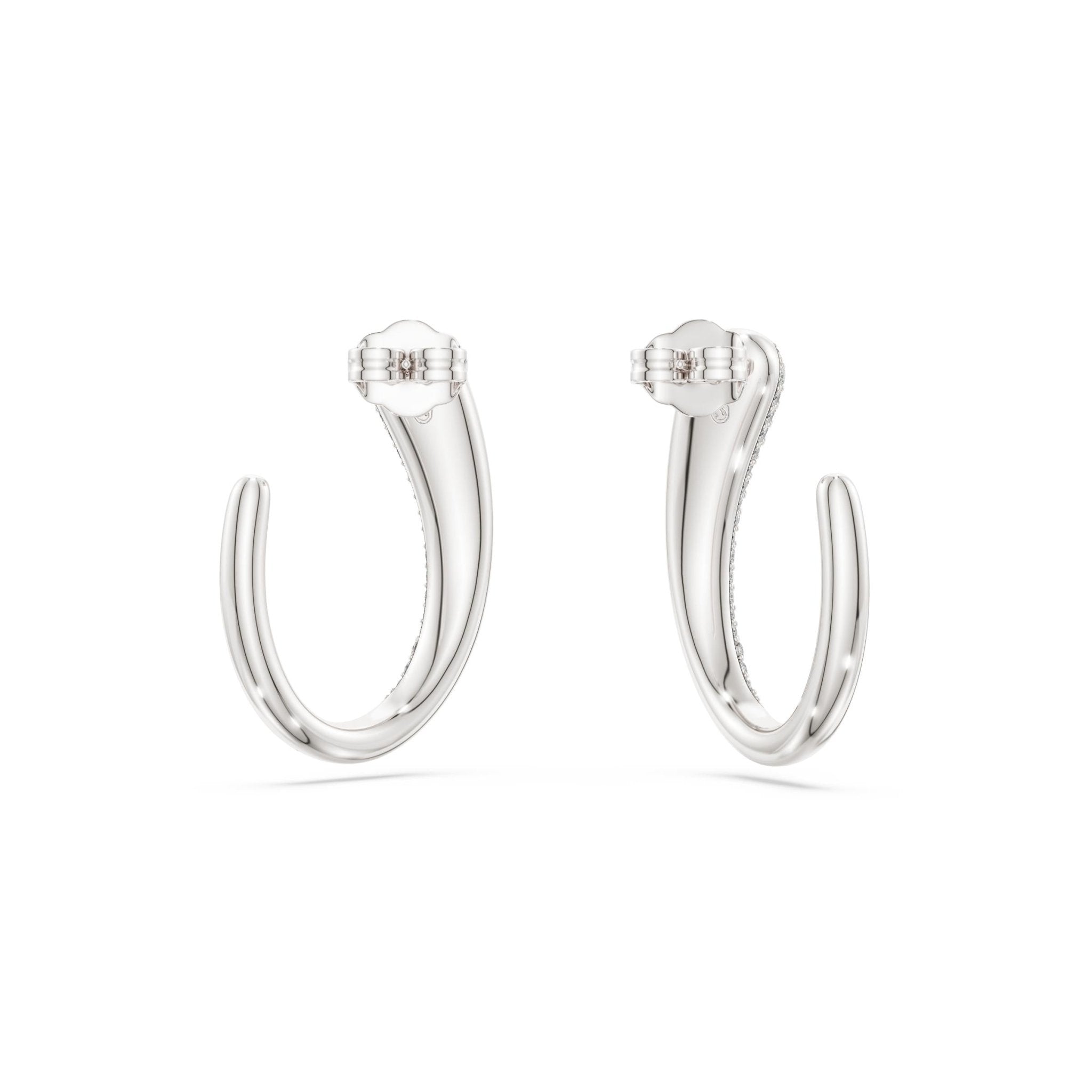 Classica hoop earrings, Round cut, White, Sterling silver -Swarovski