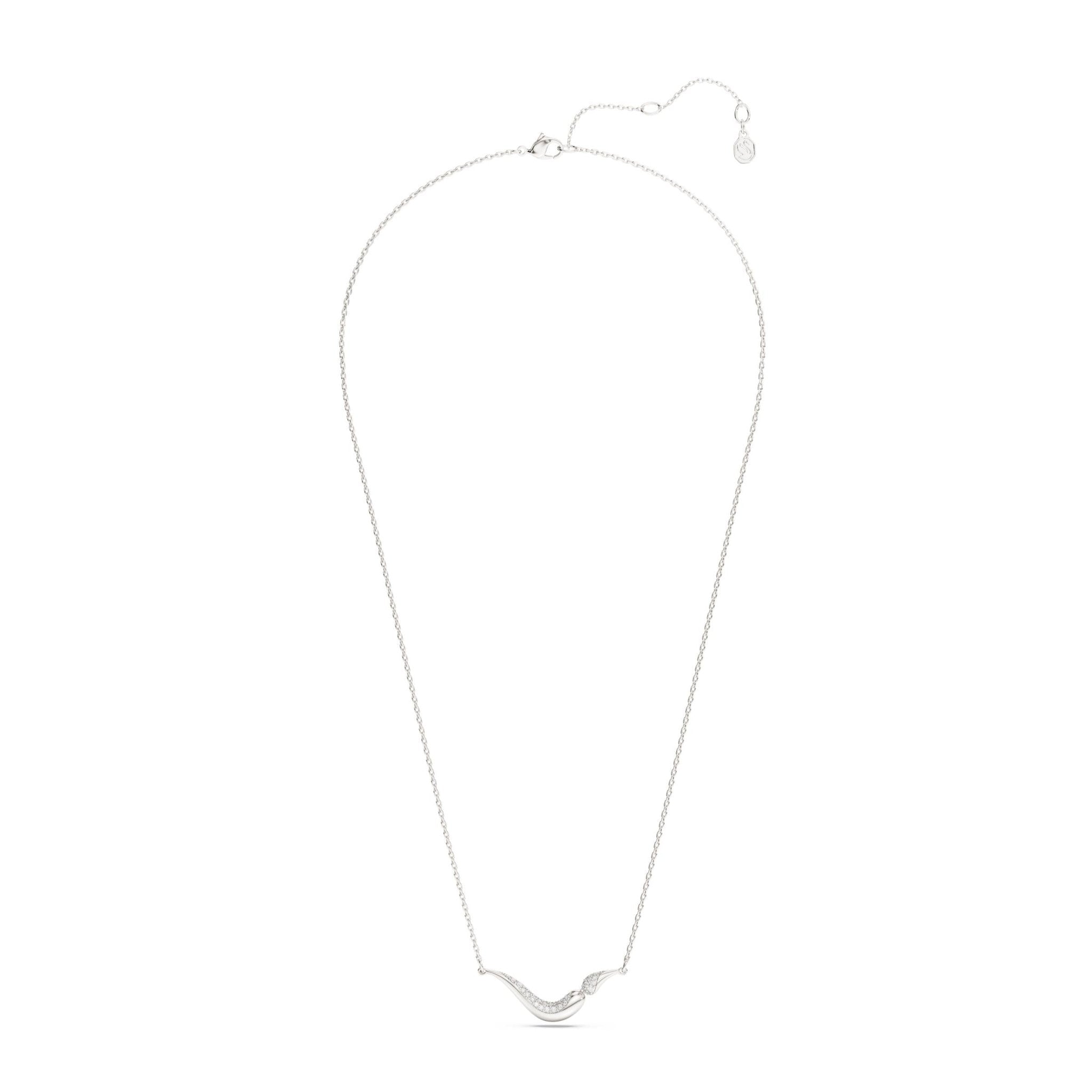 Classica necklace, Round cut, White, Sterling silver -Swarovski