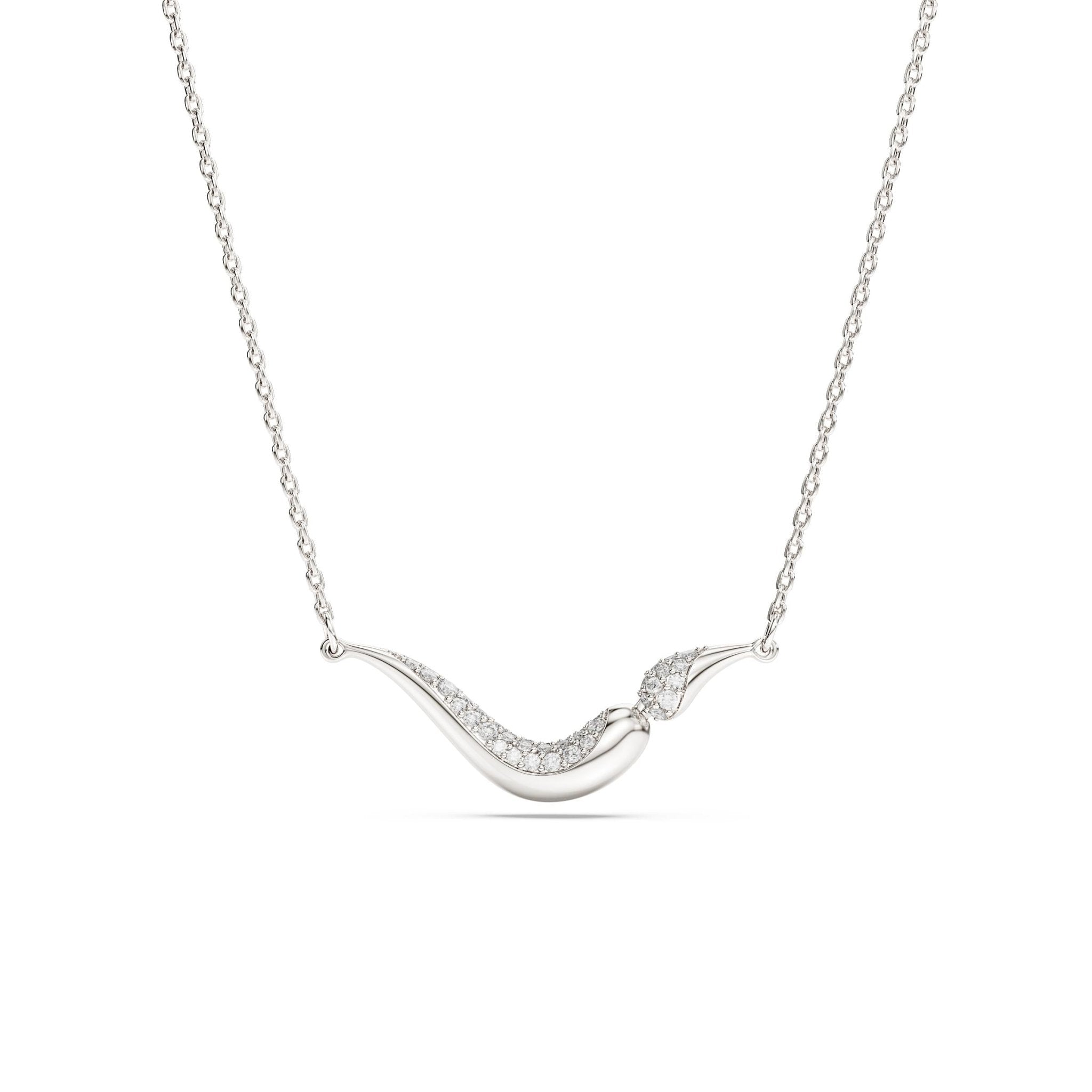 Classica necklace, Round cut, White, Sterling silver -Swarovski