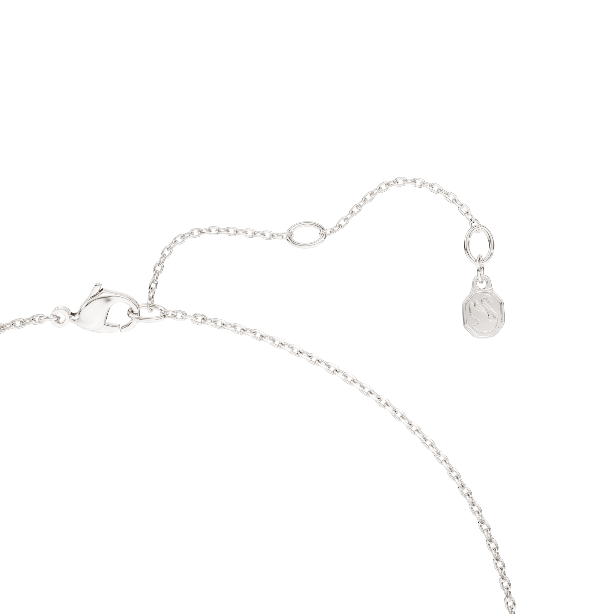 Classica necklace, Round cut, White, Sterling silver -Swarovski