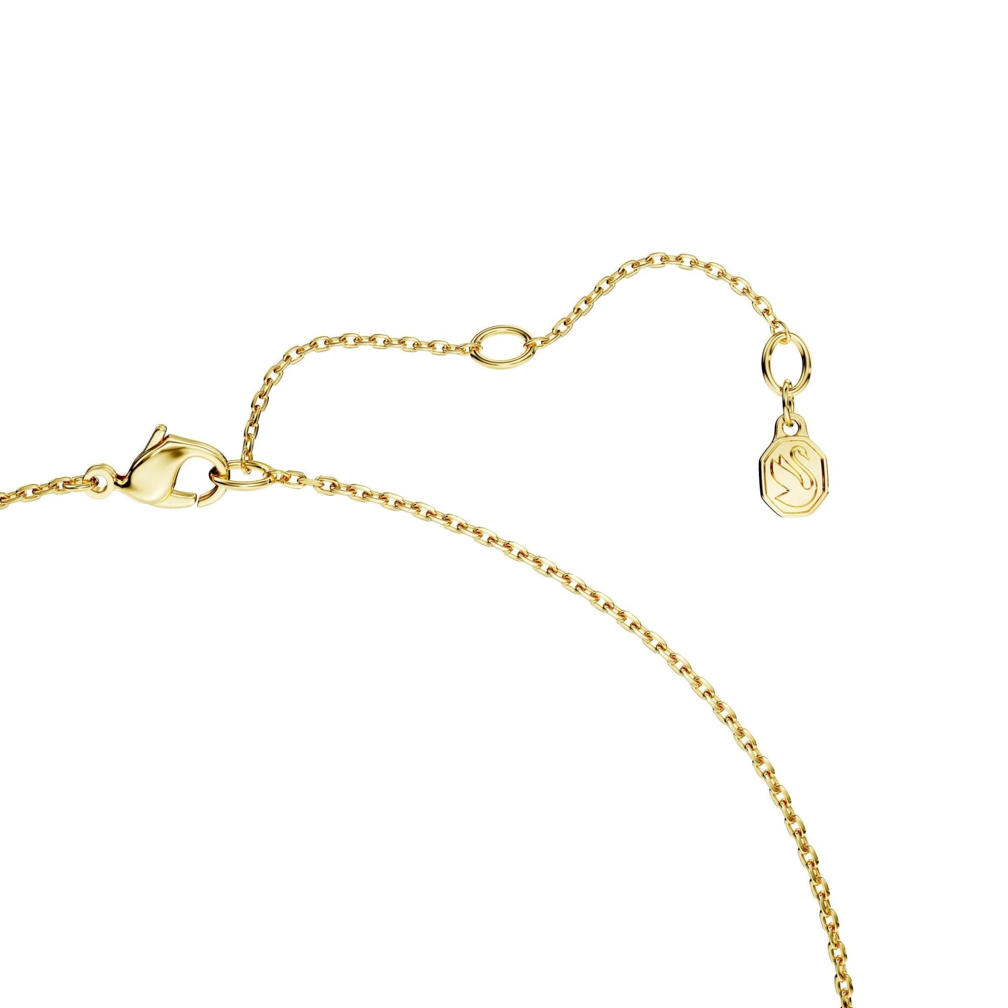 Classica pendant, Round cut, Interlocking, White, Sterling silver, 18K gold finish -Swarovski