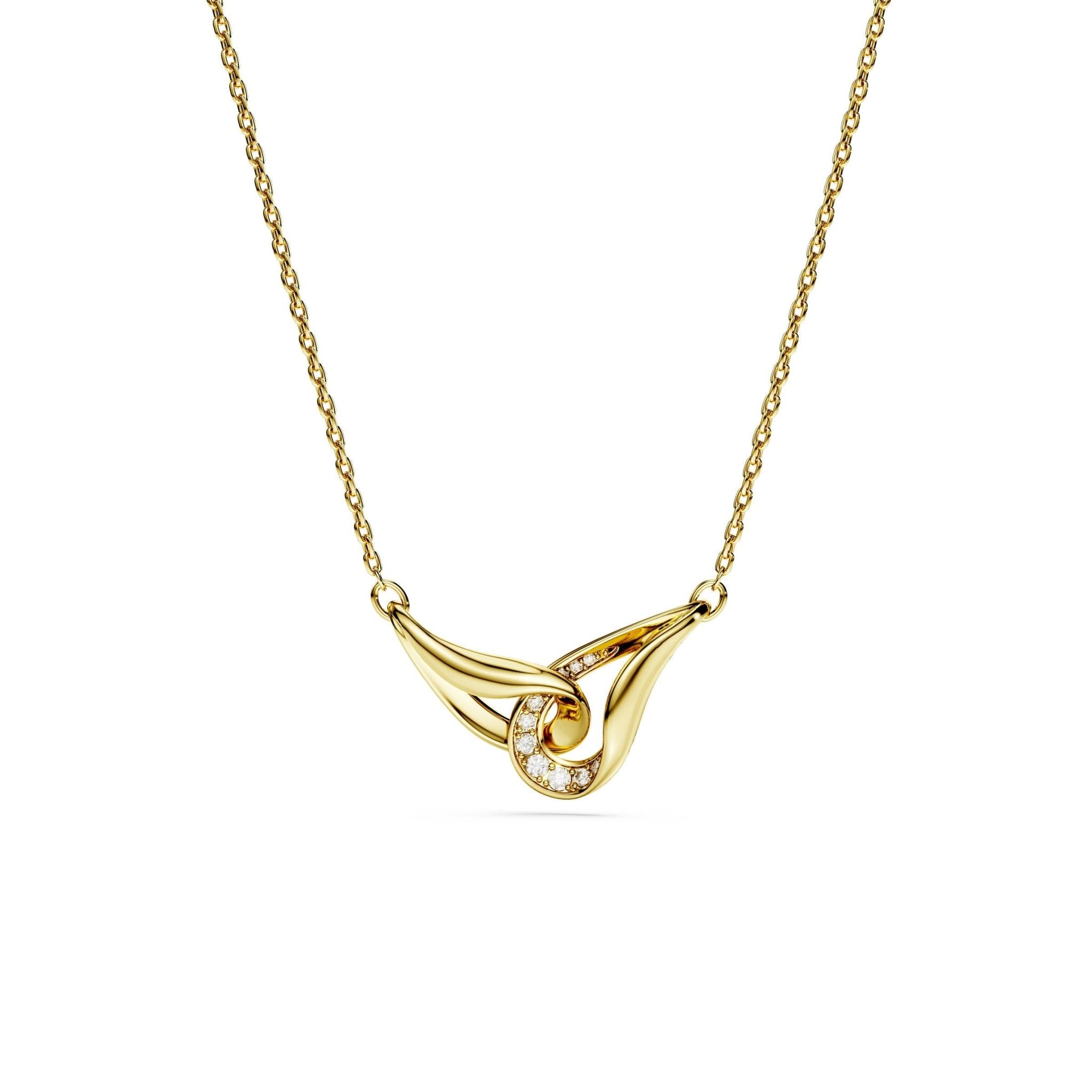 Classica pendant, Round cut, Interlocking, White, Sterling silver, 18K gold finish -Swarovski