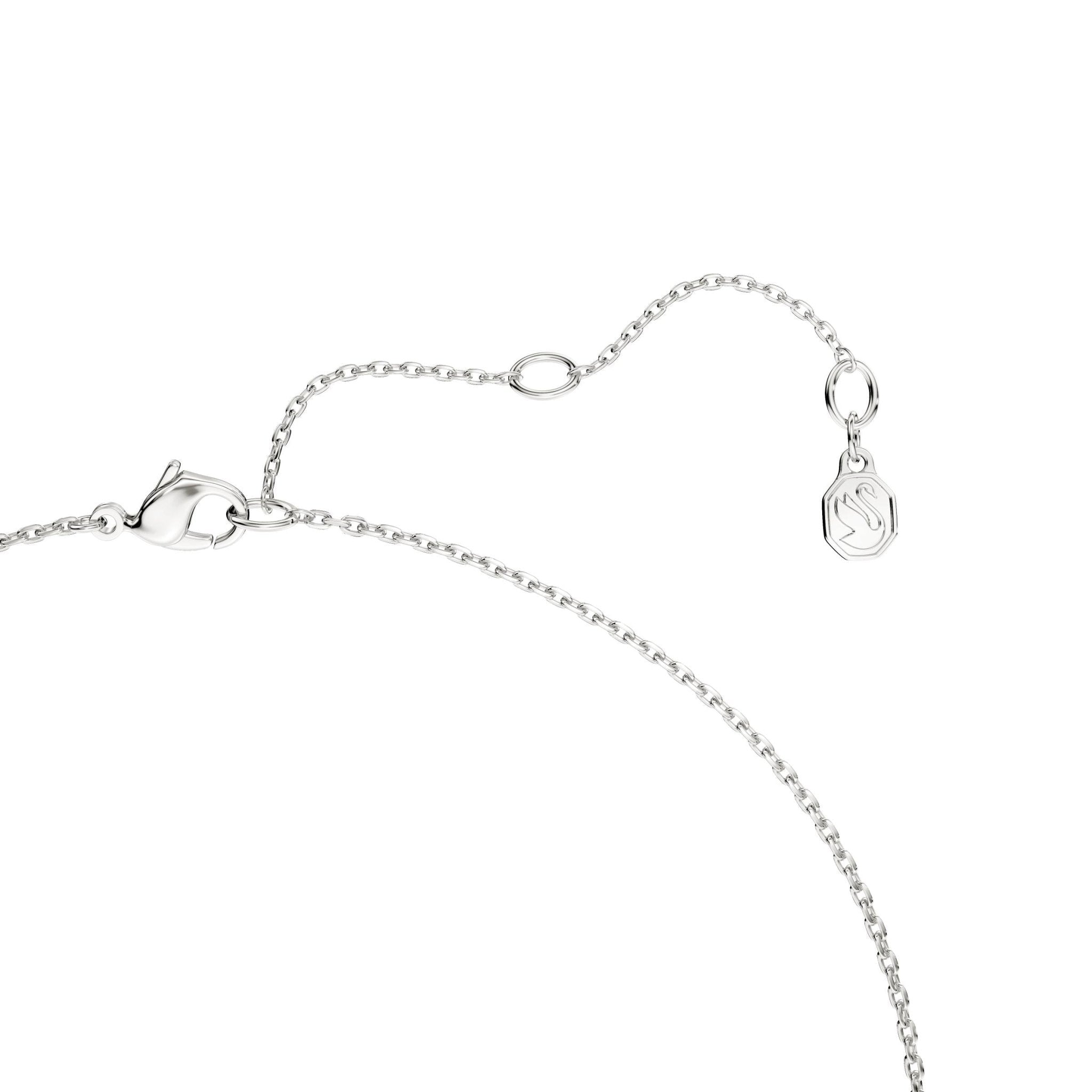 Classica pendant, Round cut, Interlocking, White, Sterling silver -Swarovski