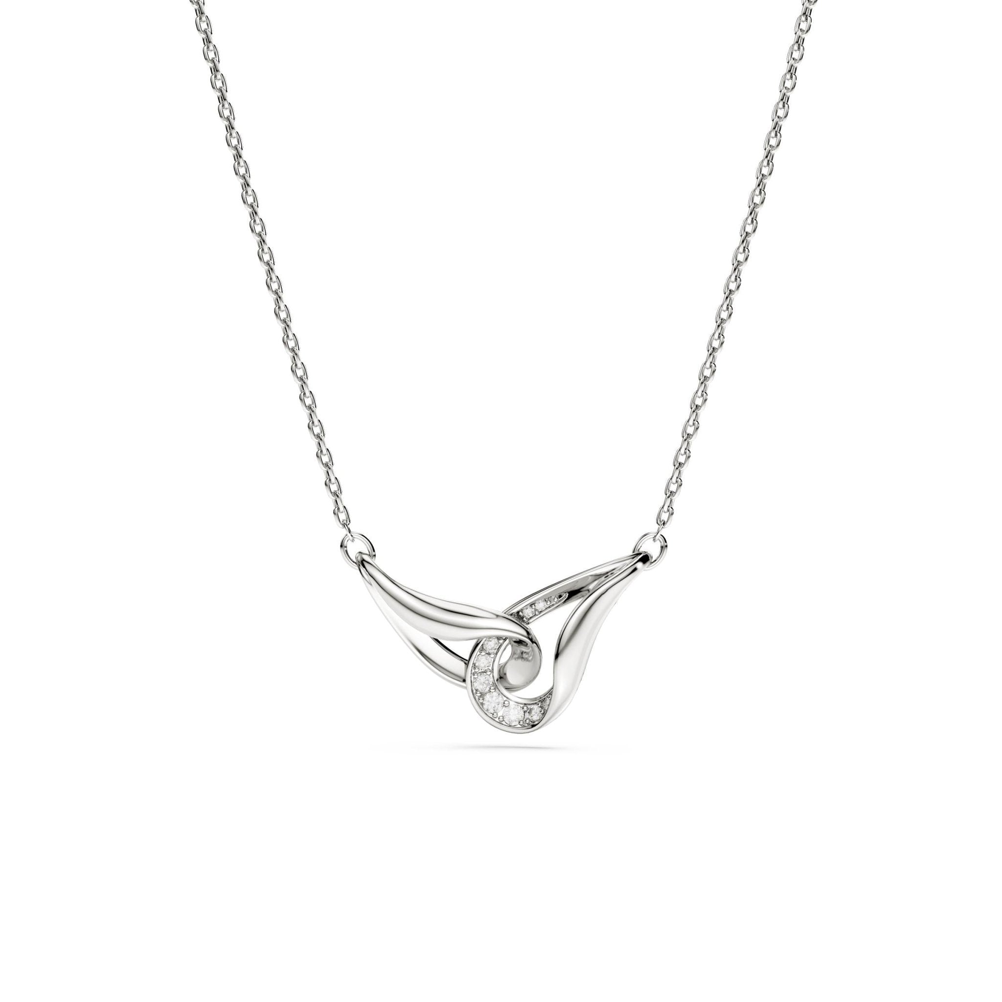 Classica pendant, Round cut, Interlocking, White, Sterling silver -Swarovski