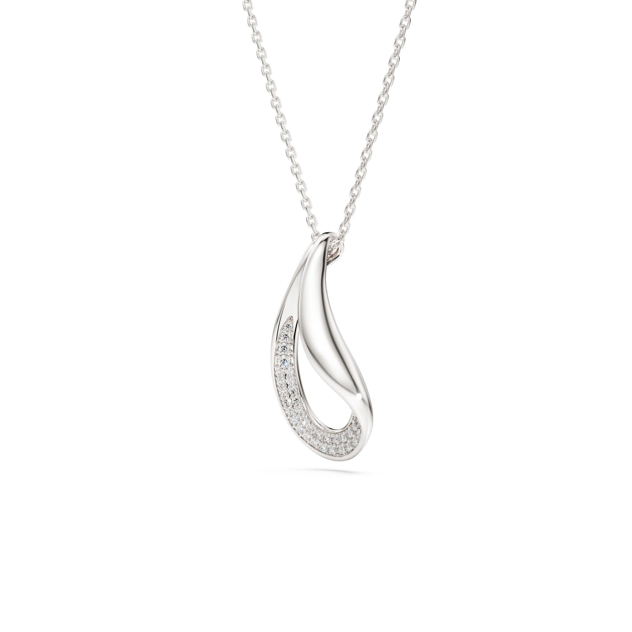 Classica pendant, Round cut, Long, White, Sterling silver -Swarovski