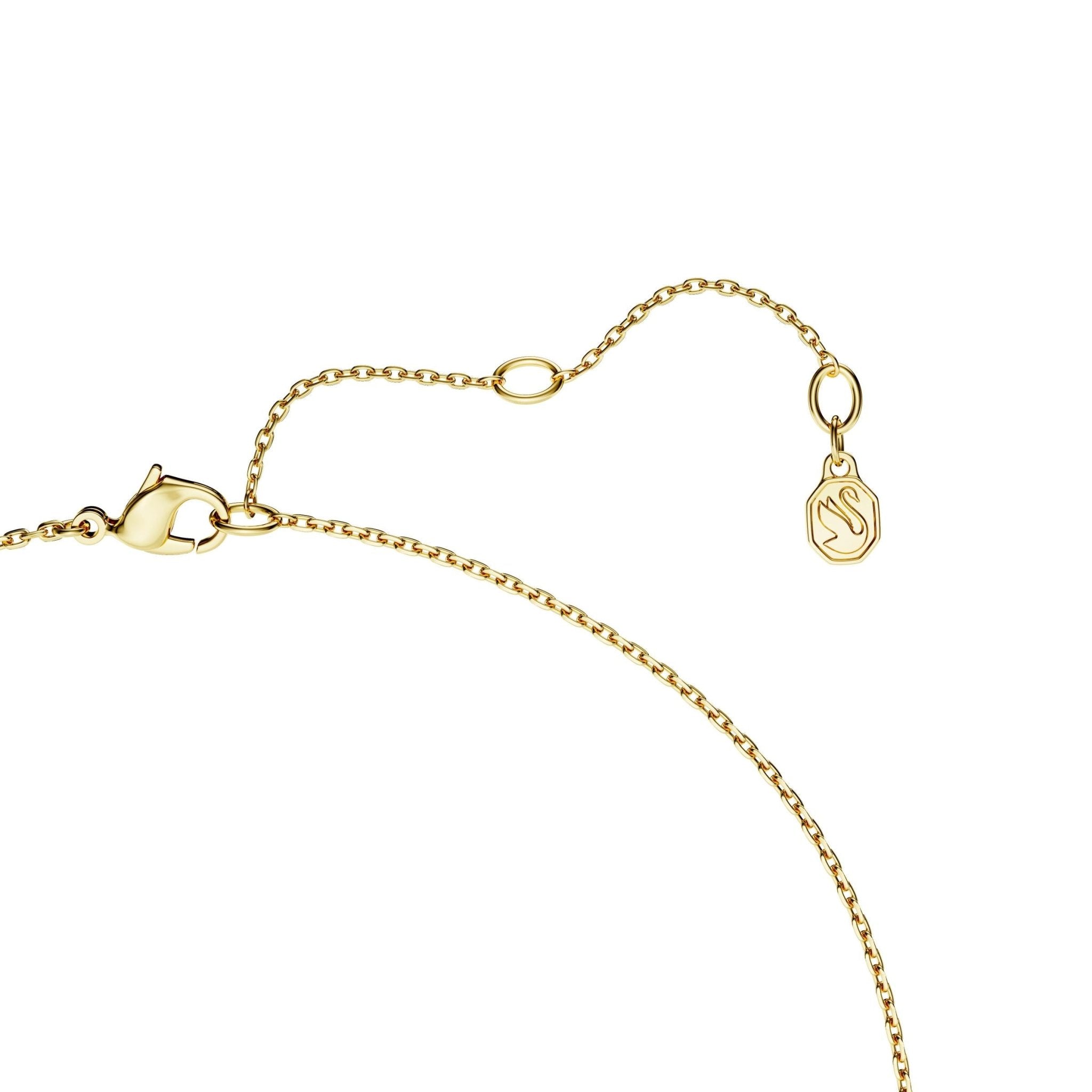 Classica Y pendant, Round cut, White, Sterling silver, 18K gold finish -Swarovski