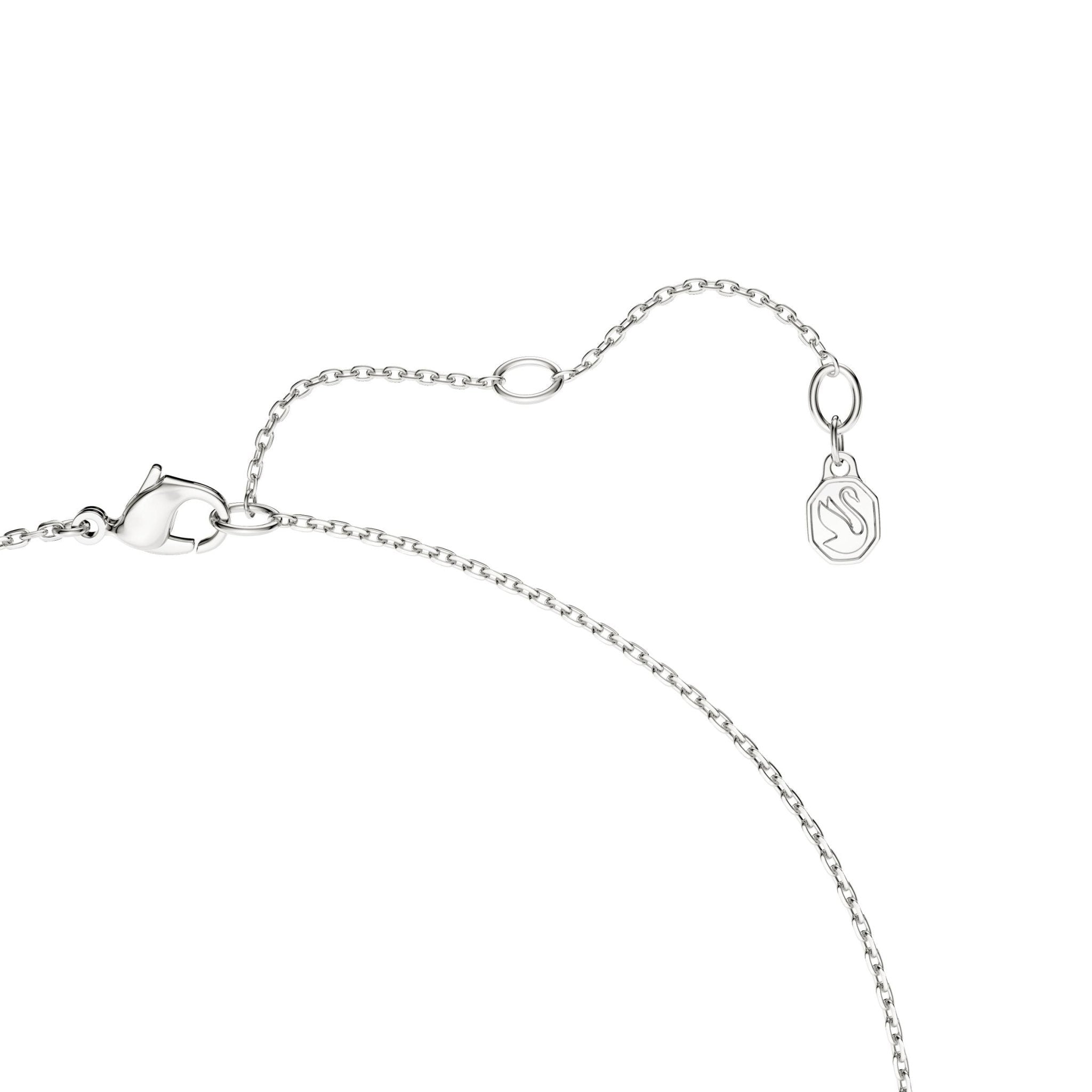 Classica Y pendant, Round cut, White, Sterling silver -Swarovski