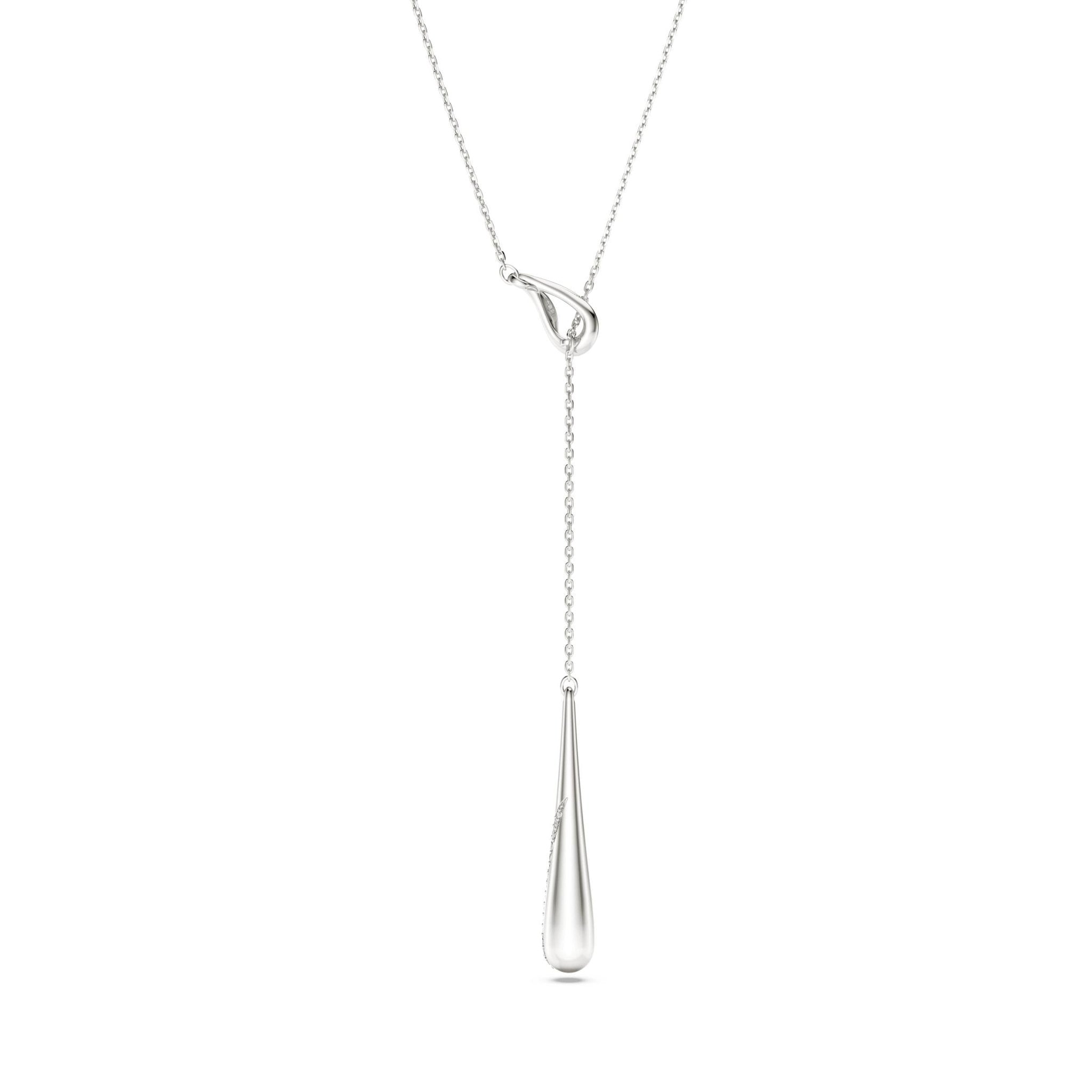Classica Y pendant, Round cut, White, Sterling silver -Swarovski