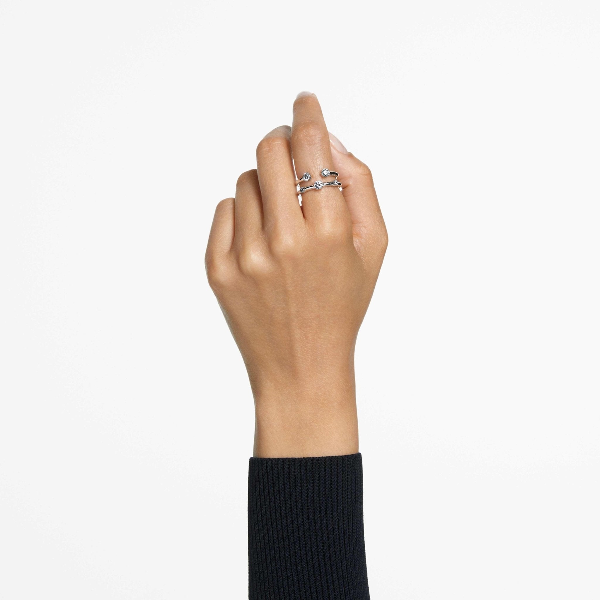Constella ring Set (2), Round cut, White, Rhodium plated -Swarovski