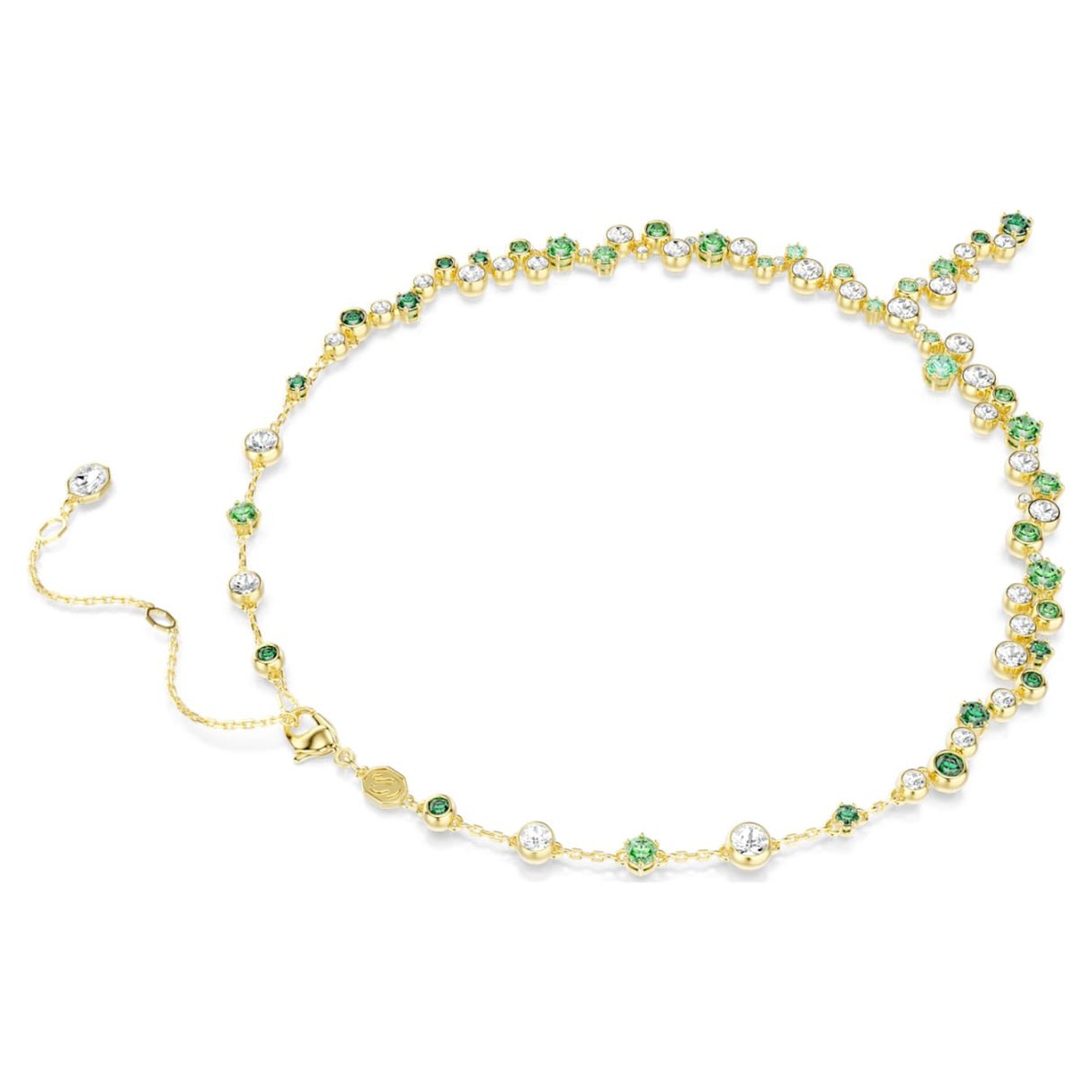 Constella y necklace Mixed cuts, Green, 18K gold finish -Swarovski